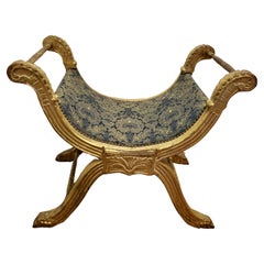 19th Century Empire Style Gilt X Frame Stool   A superb piece