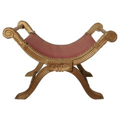 19th Century Empire Style Gilt X Frame Stool
