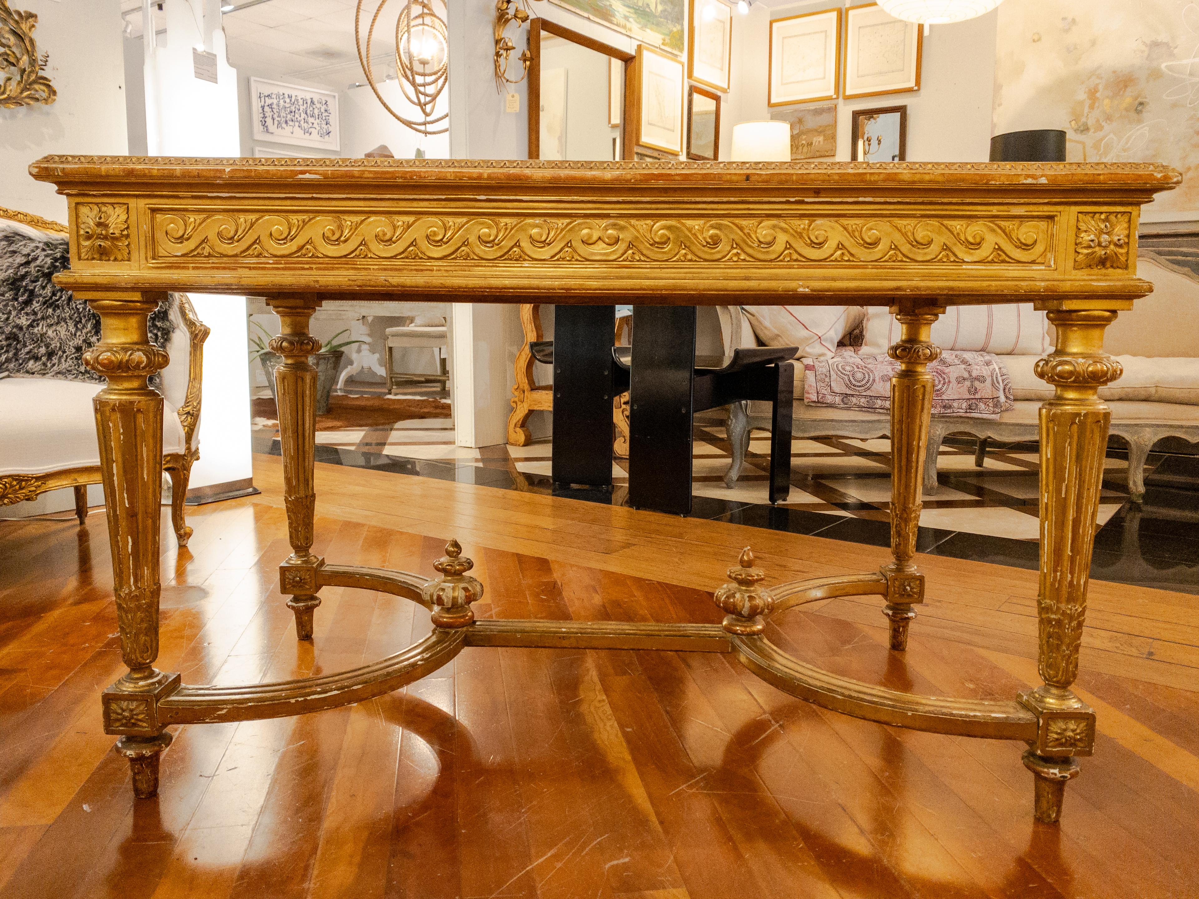 19. Jahrhundert Empire-Stil Blattgold Bibliothek Tisch / Schreibtisch im Angebot 1