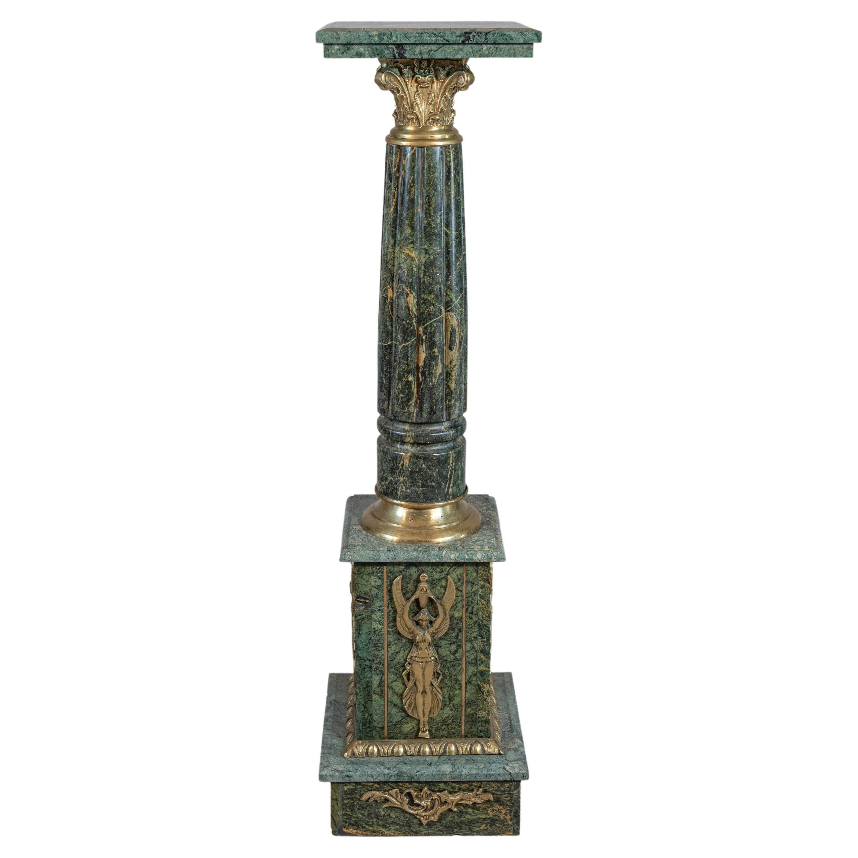 19th Century Empire Style Green Marble Pillar or Column