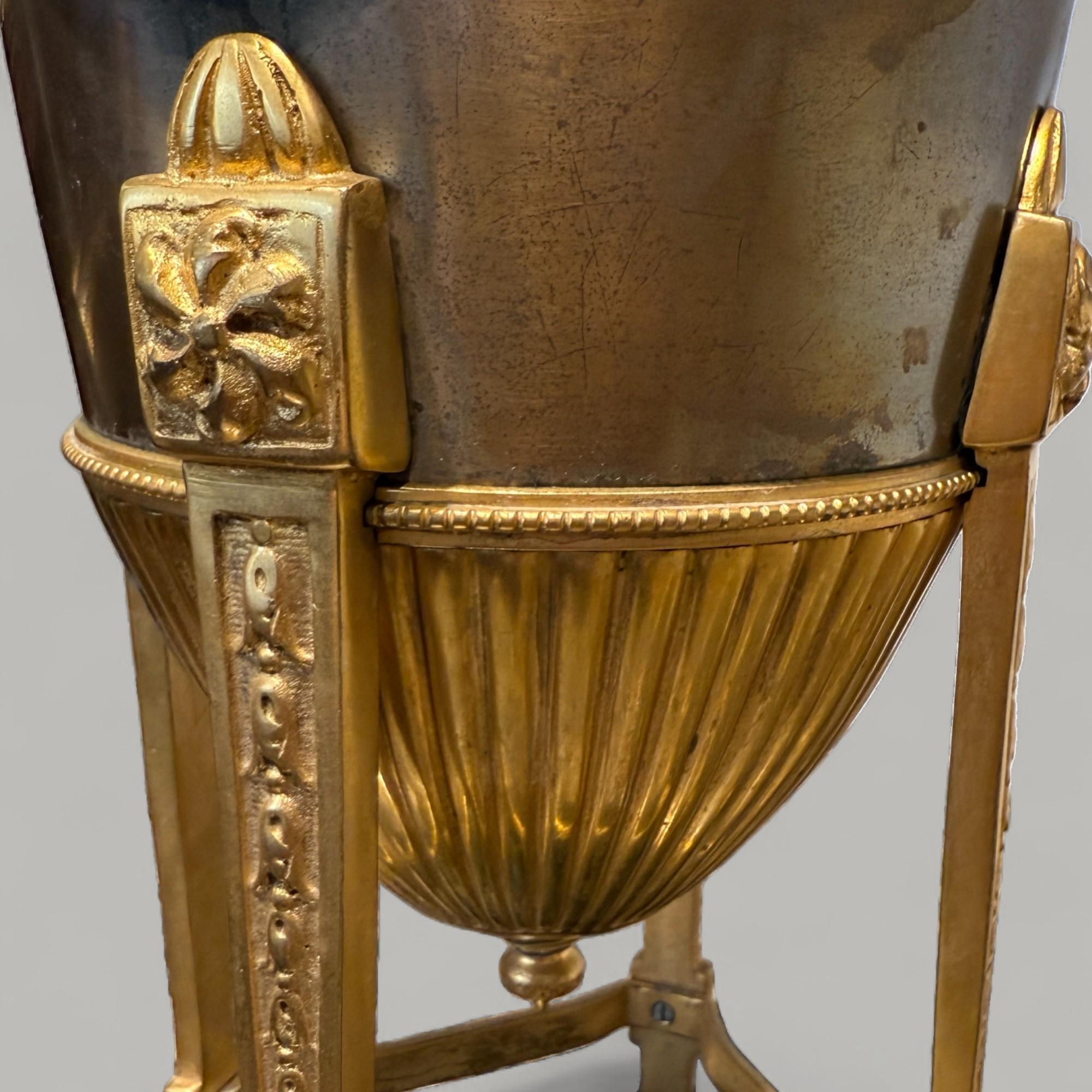 Empire-Style Lamp in Gilt Bronze and Brown Patina with Marble Base, 19th Century For Sale 4