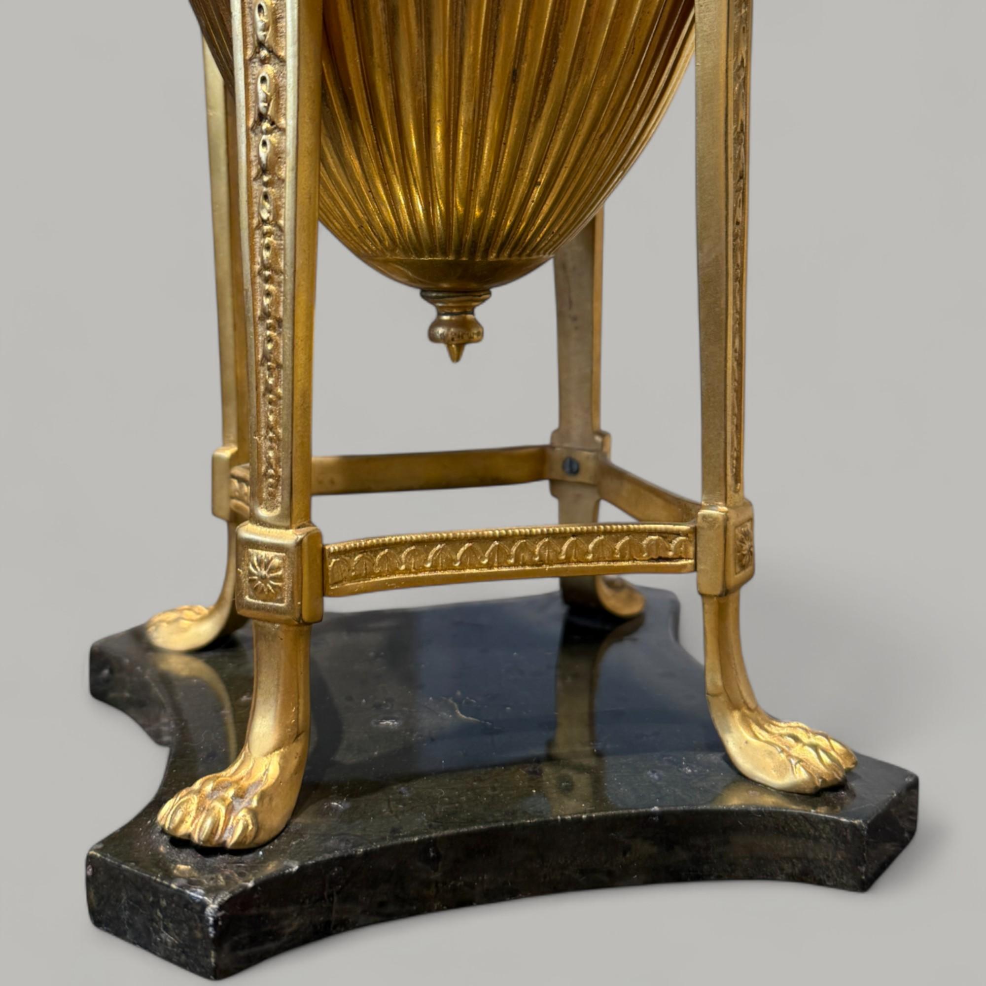 Empire-Style Lamp in Gilt Bronze and Brown Patina with Marble Base, 19th Century For Sale 5