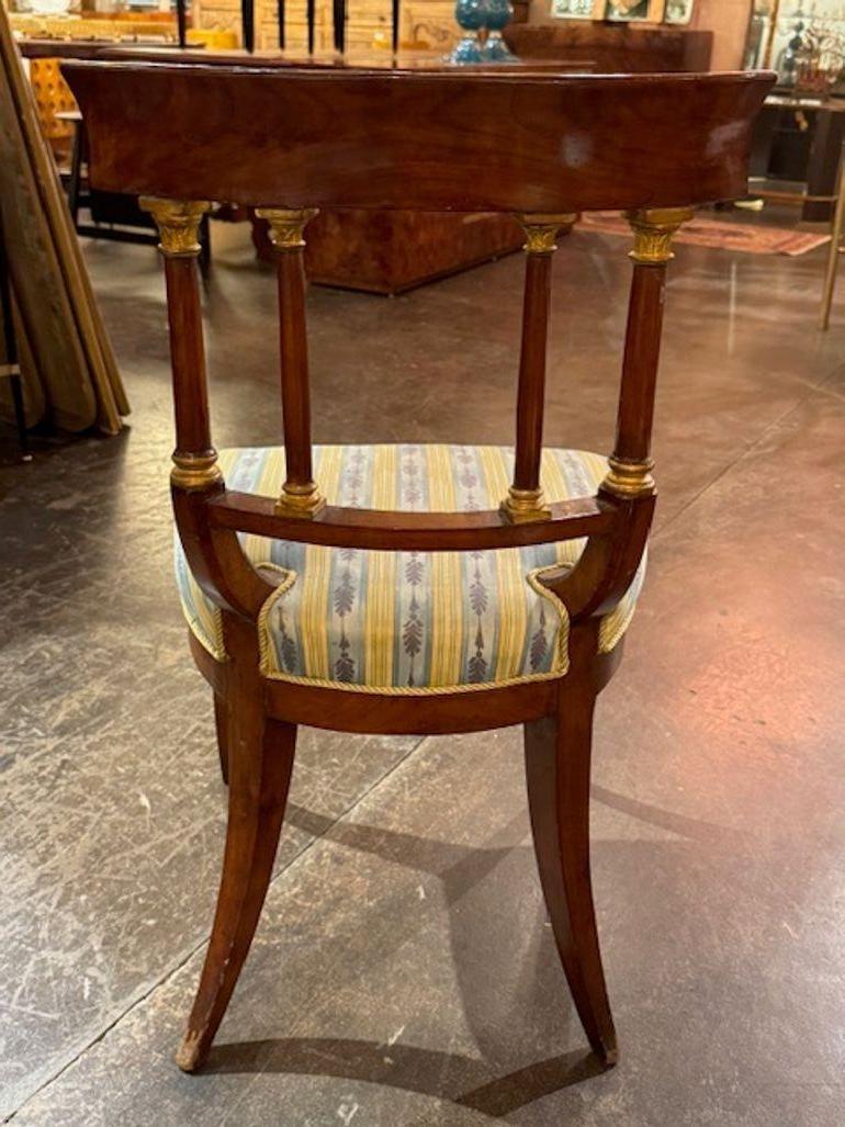 italien 19th Century Empire Style Mahogany and Gilt Side Chair en vente