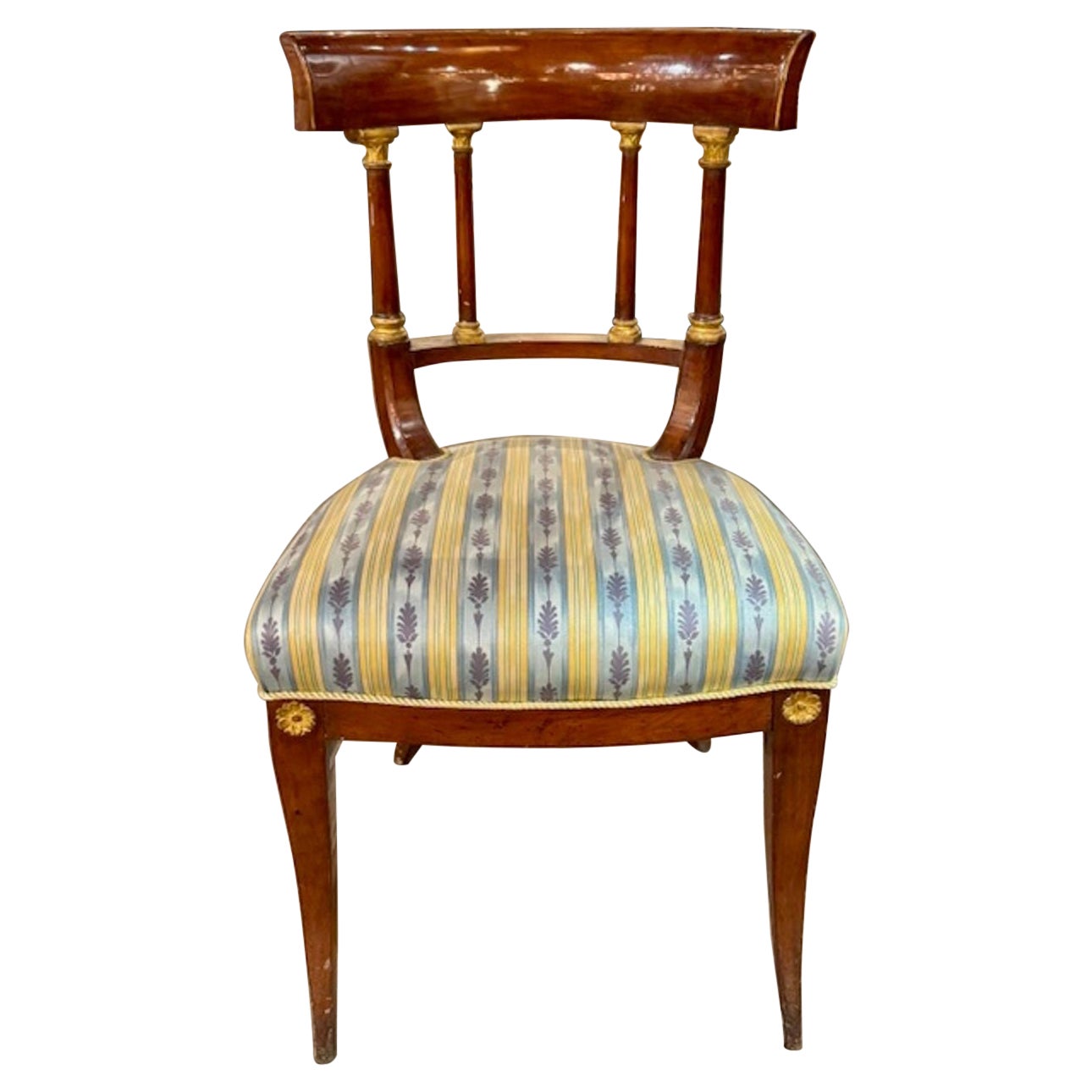 19th Century Empire Style Mahogany and Gilt Side Chair en vente