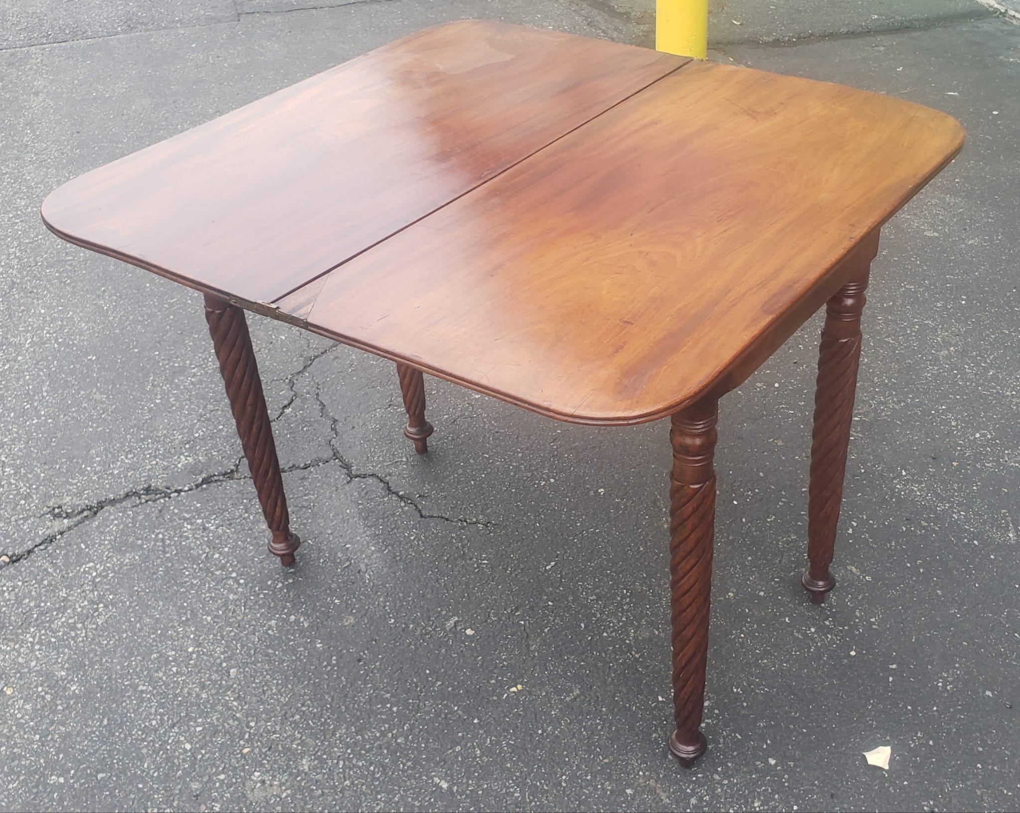 19th Century Empire Style Mahogany Fold-Top Game Table or Console Table For Sale 4