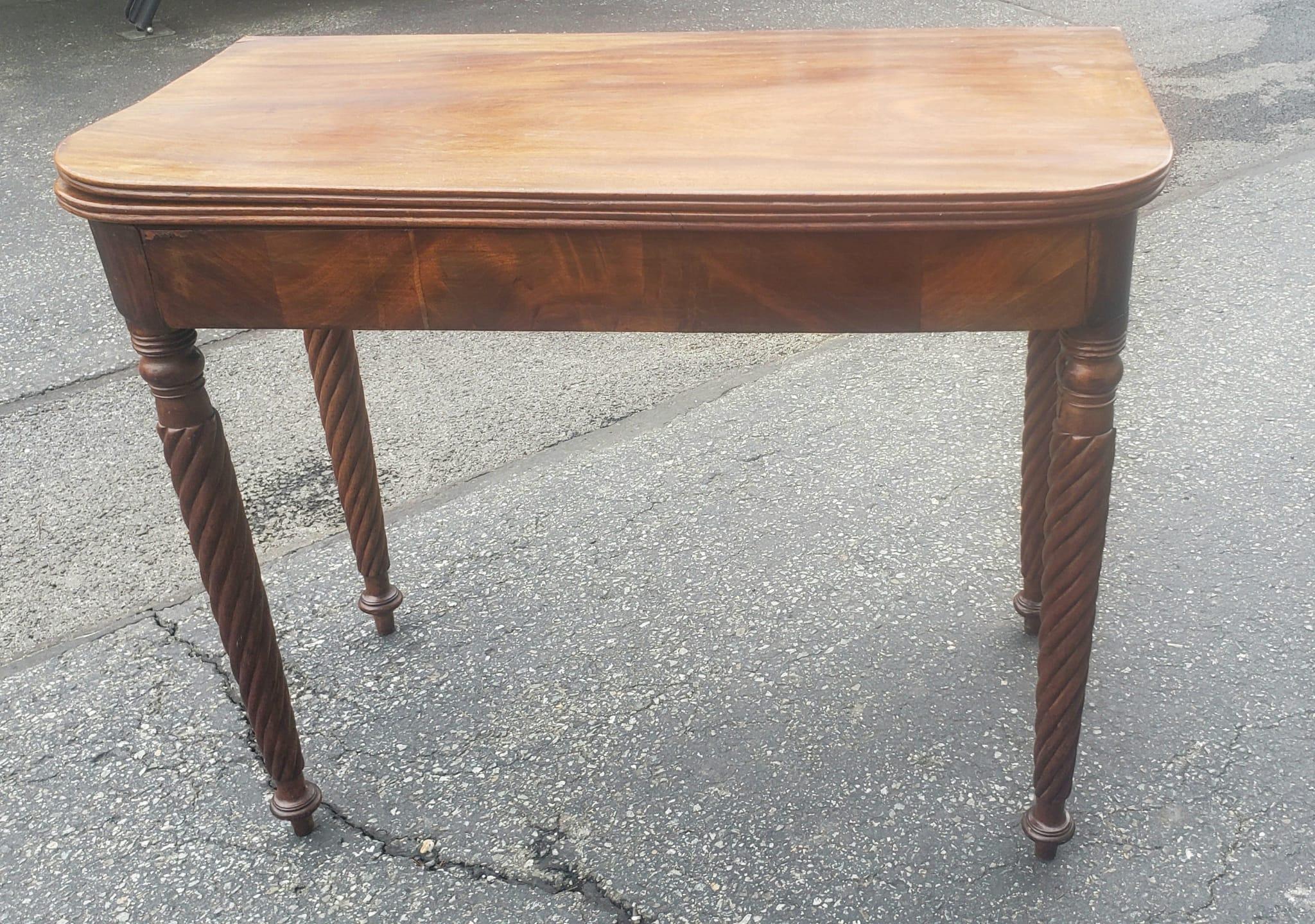 19th Century Empire Style Mahogany Fold-Top Game Table or Console Table For Sale 1