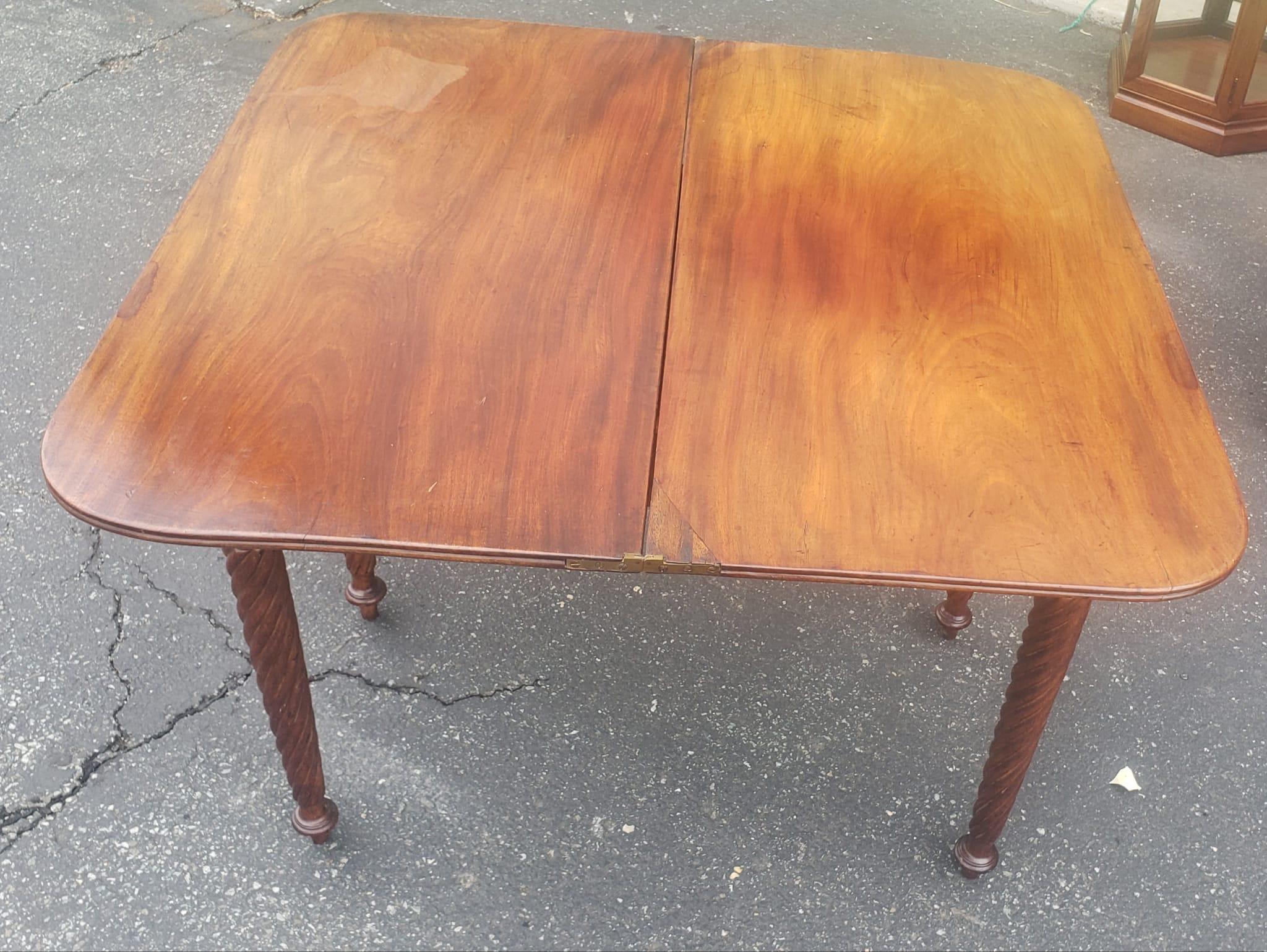 19th Century Empire Style Mahogany Fold-Top Game Table or Console Table For Sale 2
