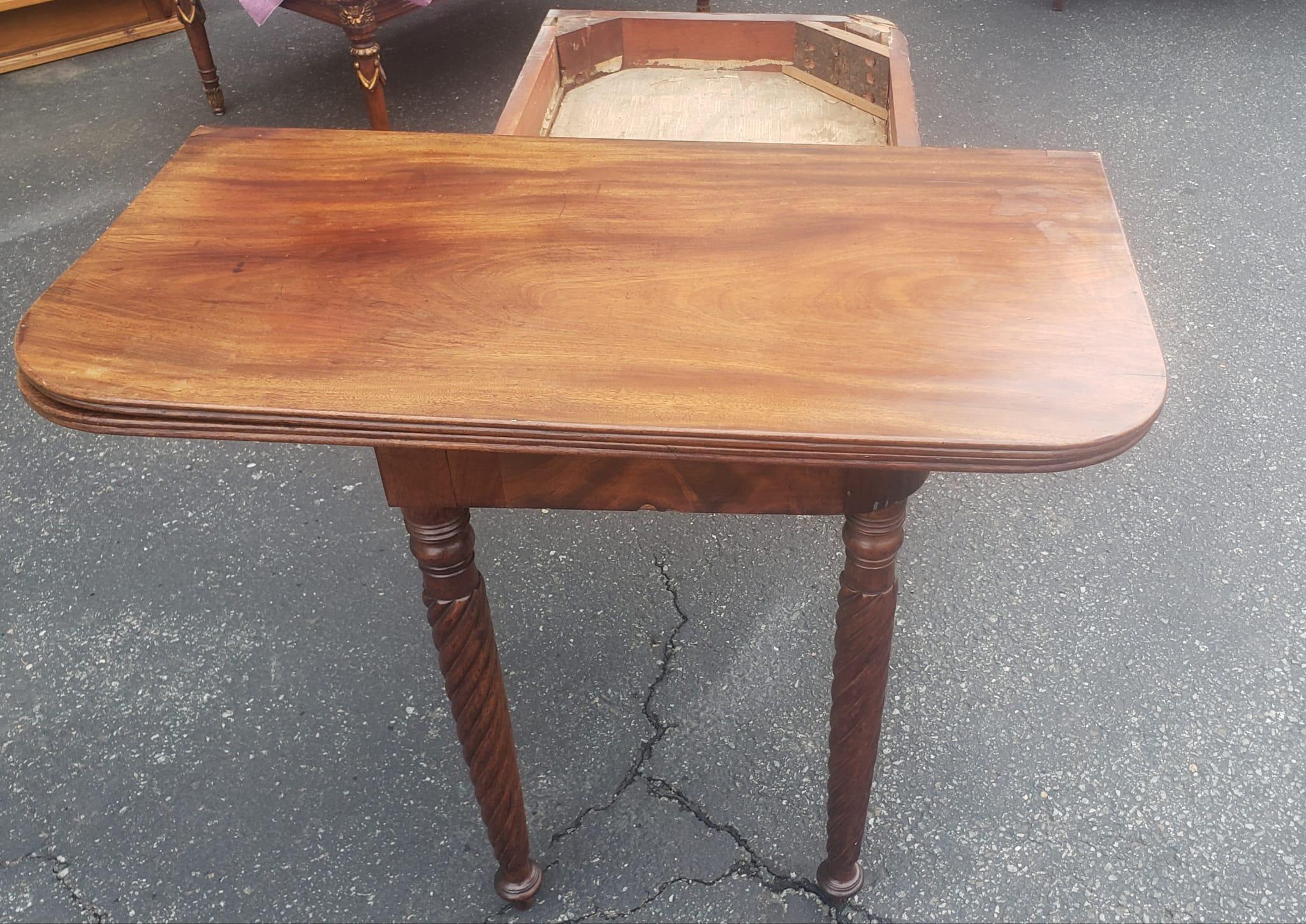 19th Century Empire Style Mahogany Fold-Top Game Table or Console Table For Sale 3