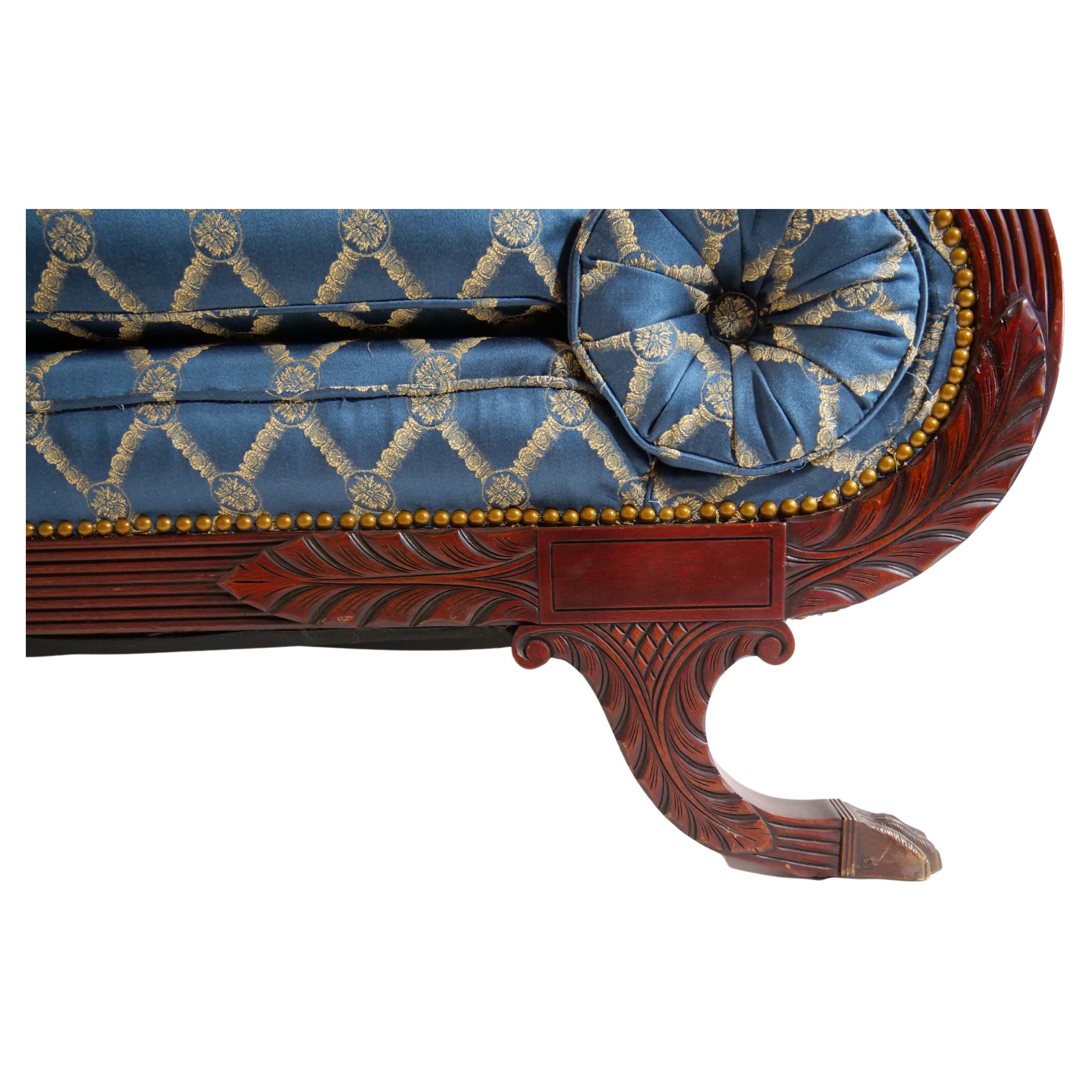 Early 19th Century 19th Century Empire Style Mahogany Framed Upholstered Sofa For Sale
