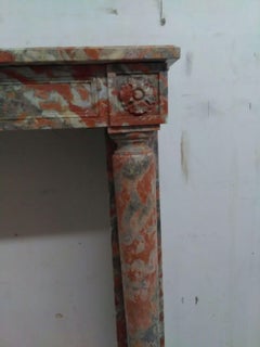 19th Century Empire Style Mantel Carved in Incarnat Turquin Marble