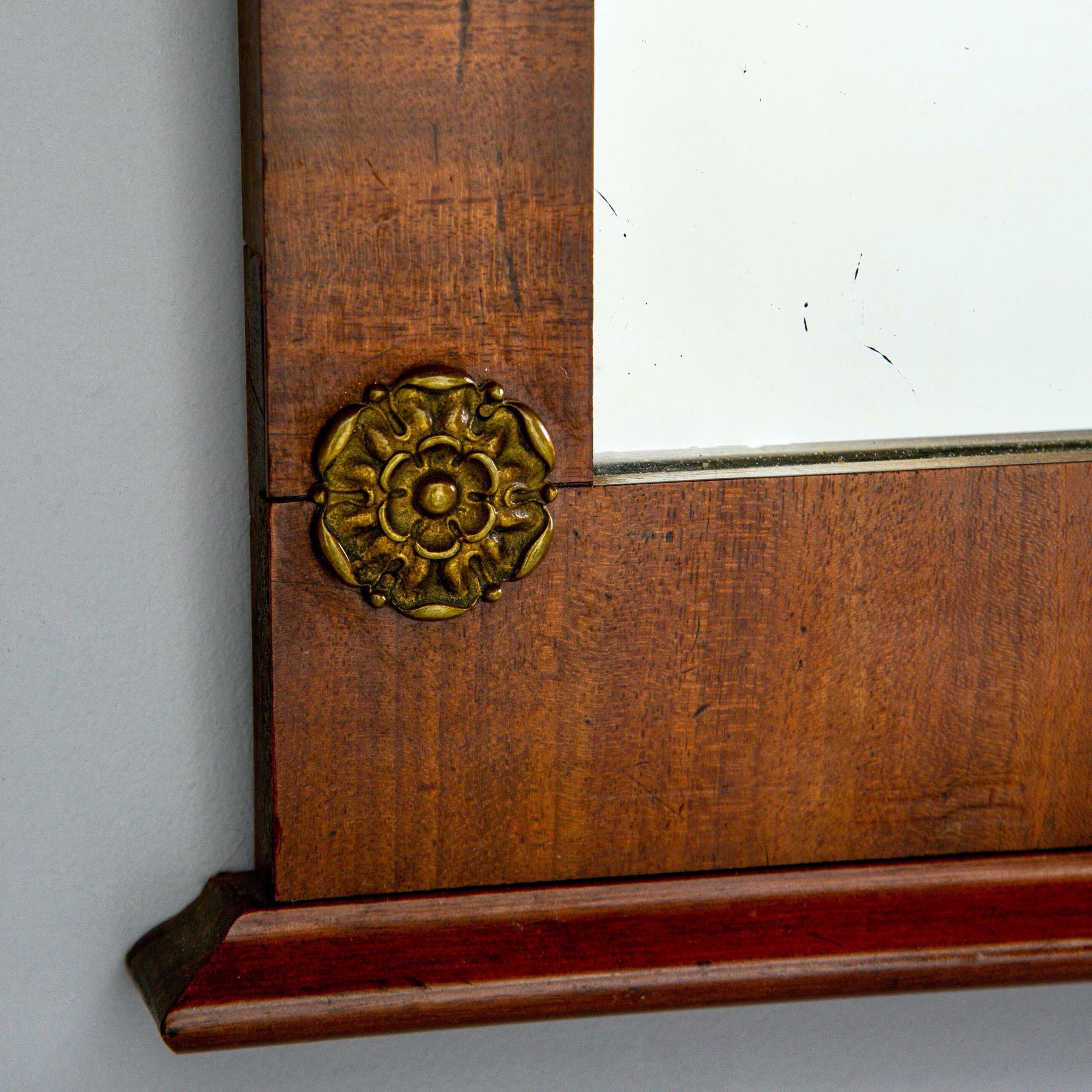 19th Century Empire Style Ormolu and Mahogany Mirror In Good Condition For Sale In Troy, MI