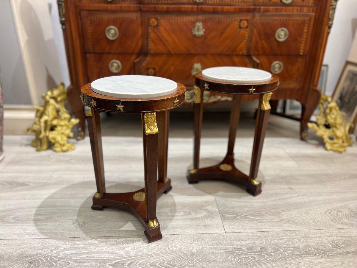 19th Century Empire Style Pair of Mahogany and Gilt Bronze Pedestals For Sale 1