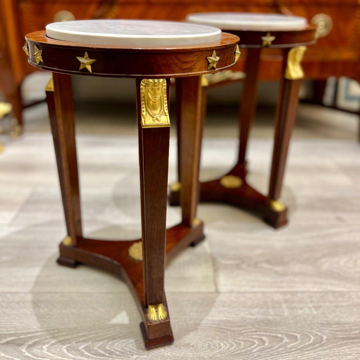 19th Century Empire Style Pair of Mahogany and Gilt Bronze Pedestals For Sale 2