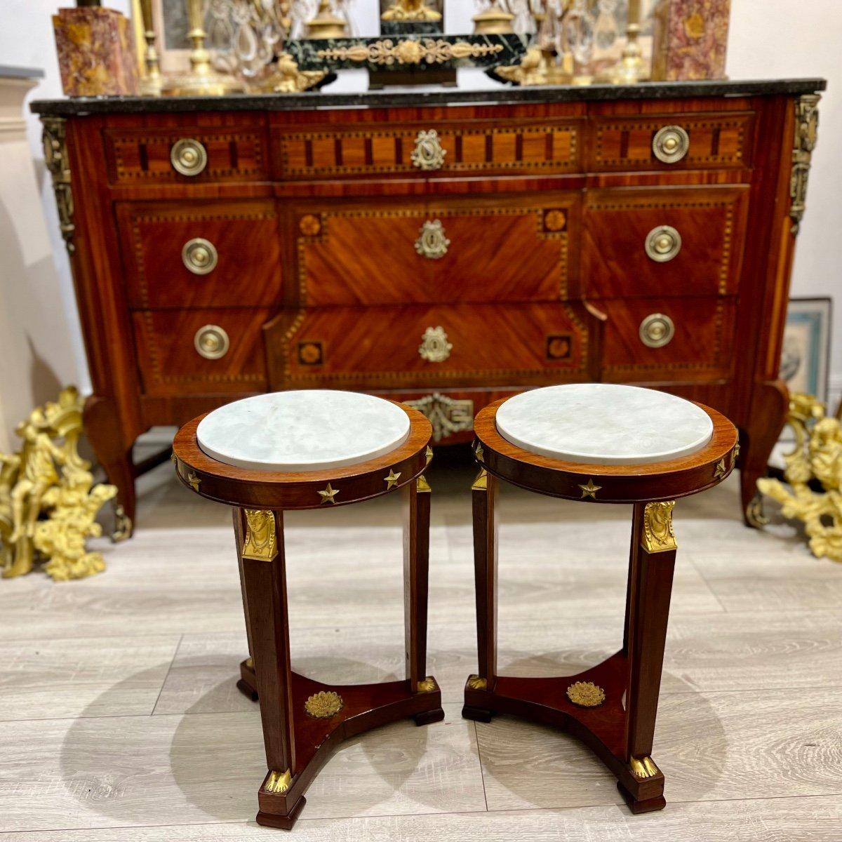 19th Century Empire Style Pair of Mahogany and Gilt Bronze Pedestals 4