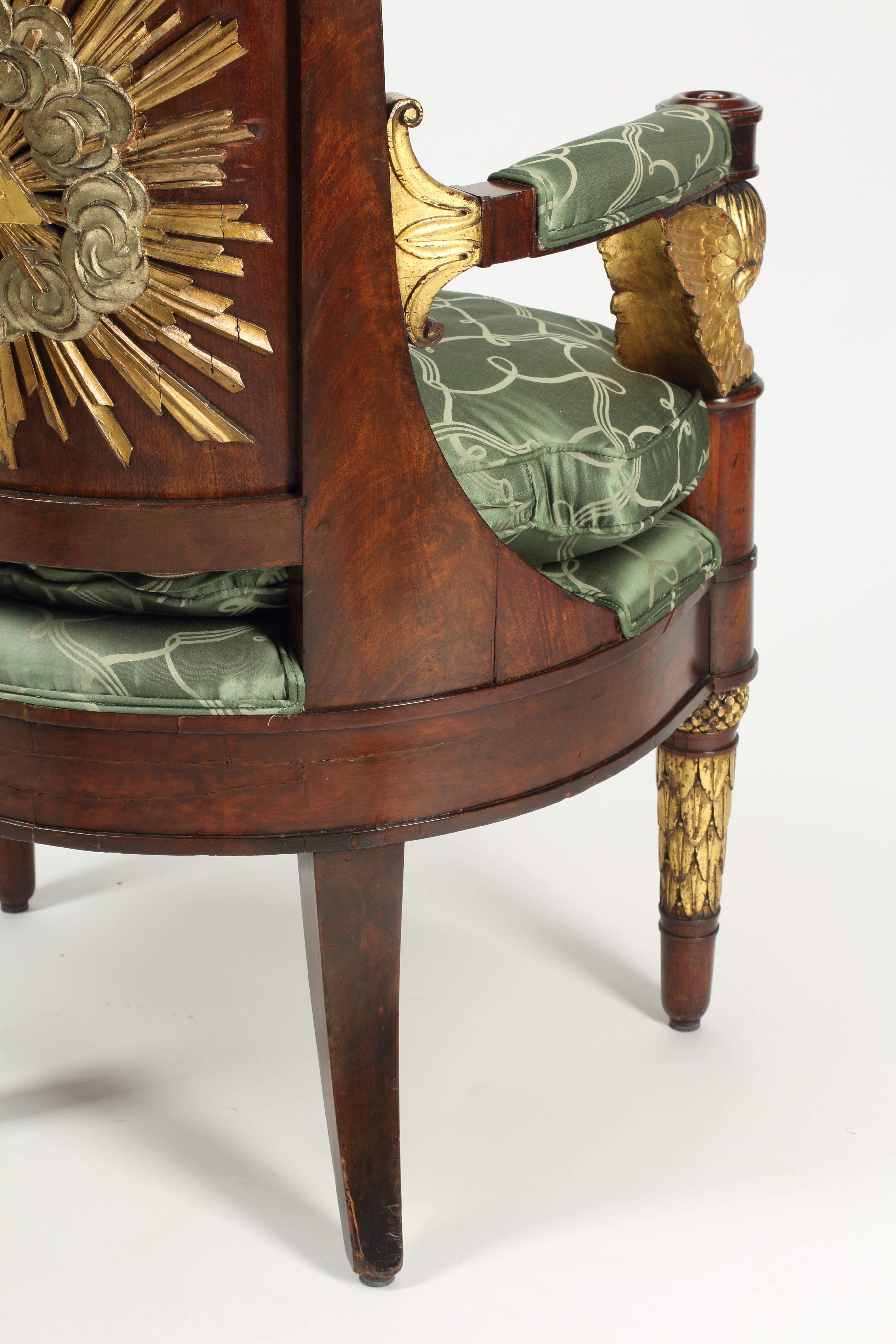 19th Century Empire Style Parcel Gilt Mahogany Armchair For Sale 5