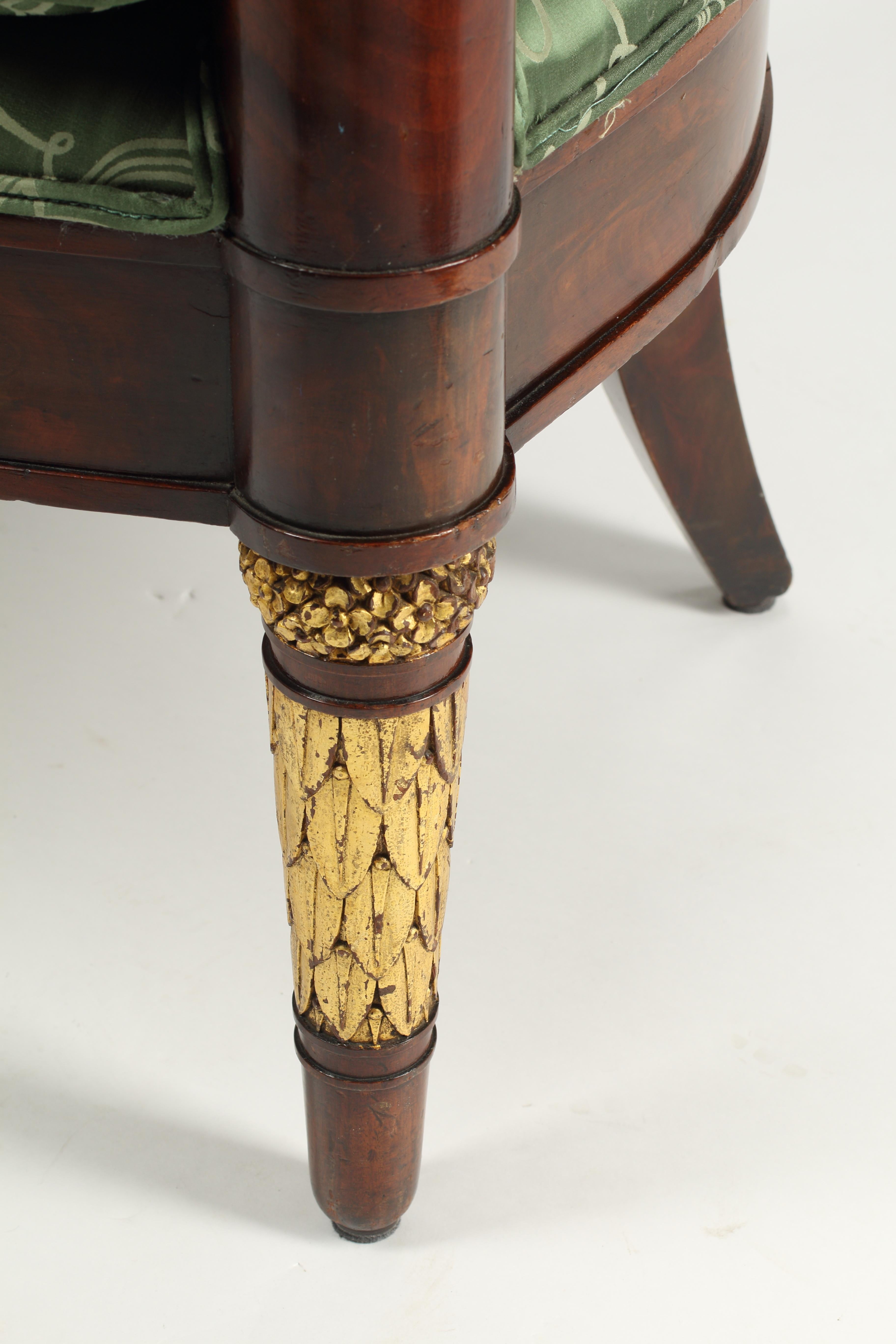 19th Century Empire Style Parcel Gilt Mahogany Armchair For Sale 2