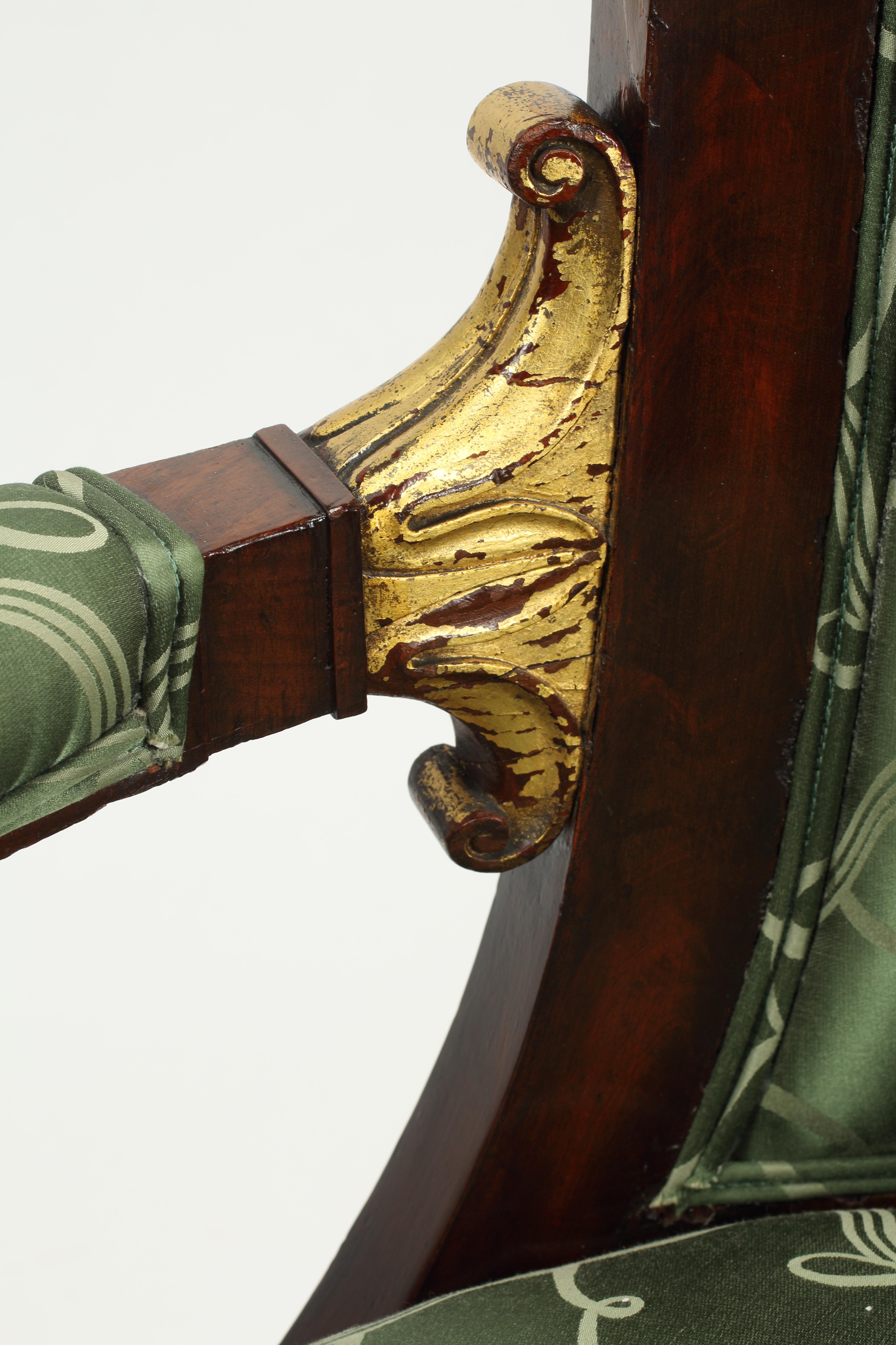 19th Century Empire Style Parcel Gilt Mahogany Armchair For Sale 3