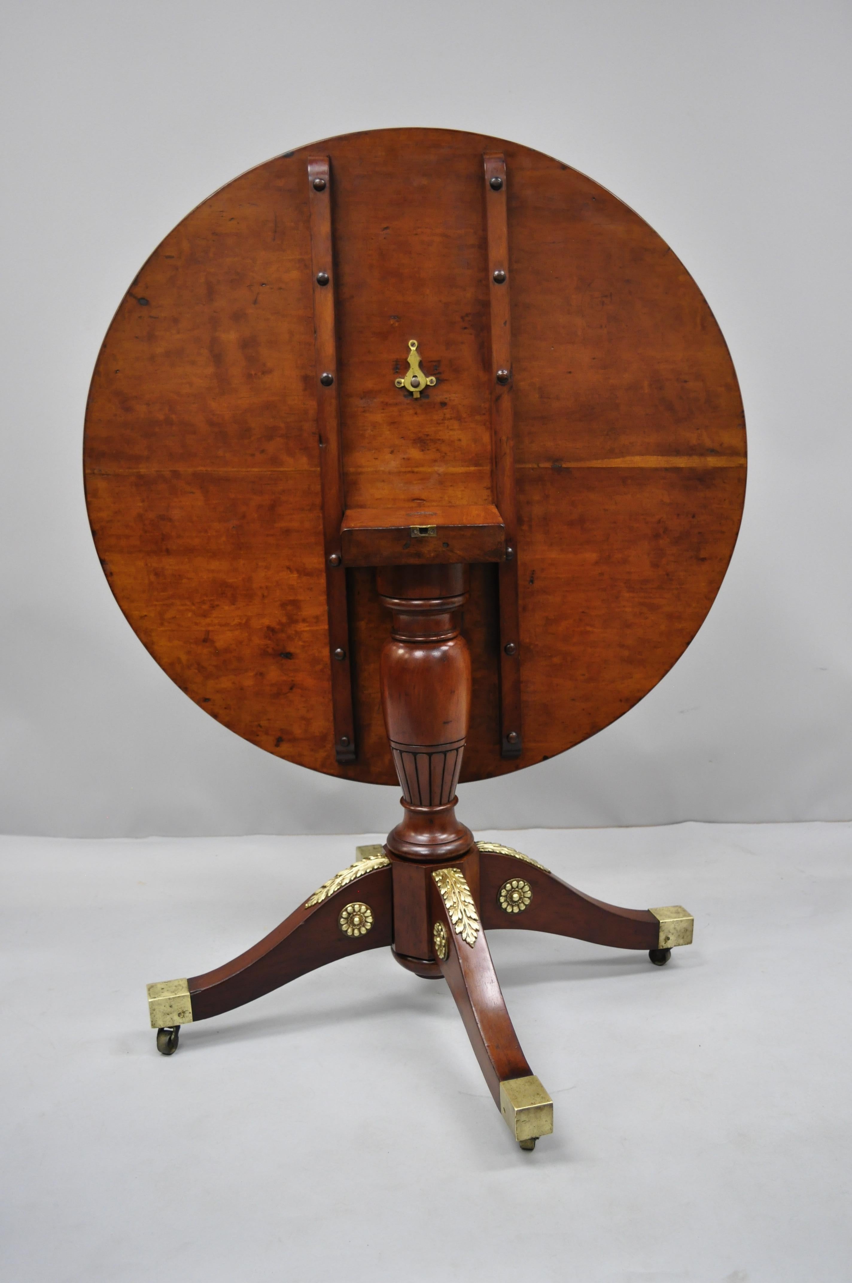 19th Century Empire Style Round Mahogany Tilt-Top Table with Bronze Ormolu For Sale 4