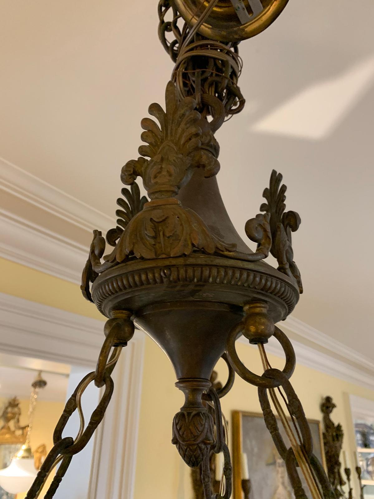 19th Century Empire Style Six-Arm Chandelier with Faces 12