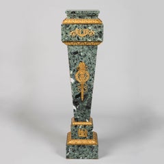 19th Century Empire Style Verde Antico Marble Pedestal With Gilt Bronze Mounts