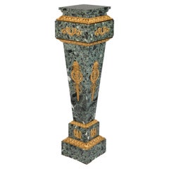 19th Century Empire Style Verde Antico Marble Pedestal With Gilt Bronze Mounts