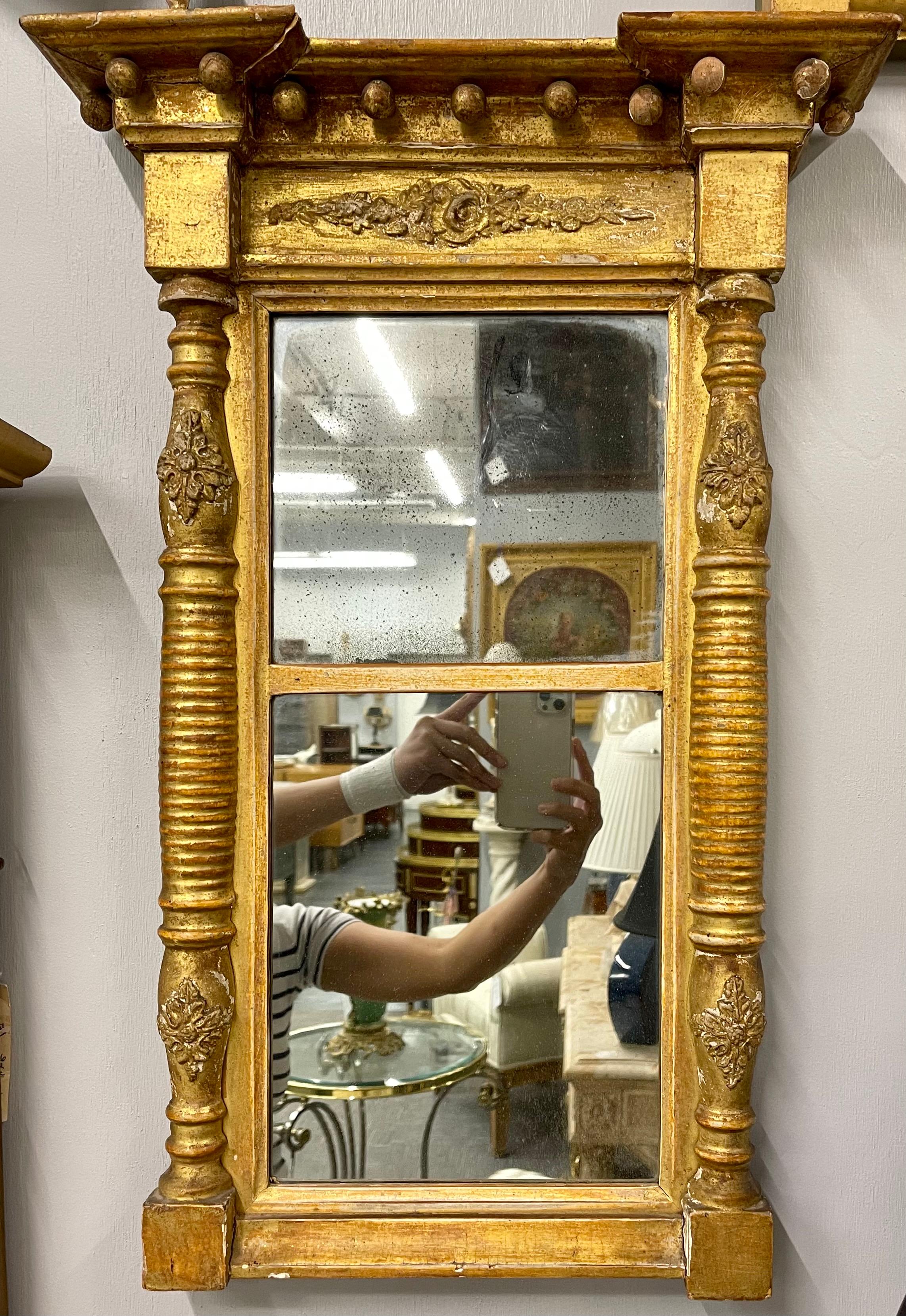 19th Century Empire Style Wall or Table Mirror In Fair Condition For Sale In Stamford, CT