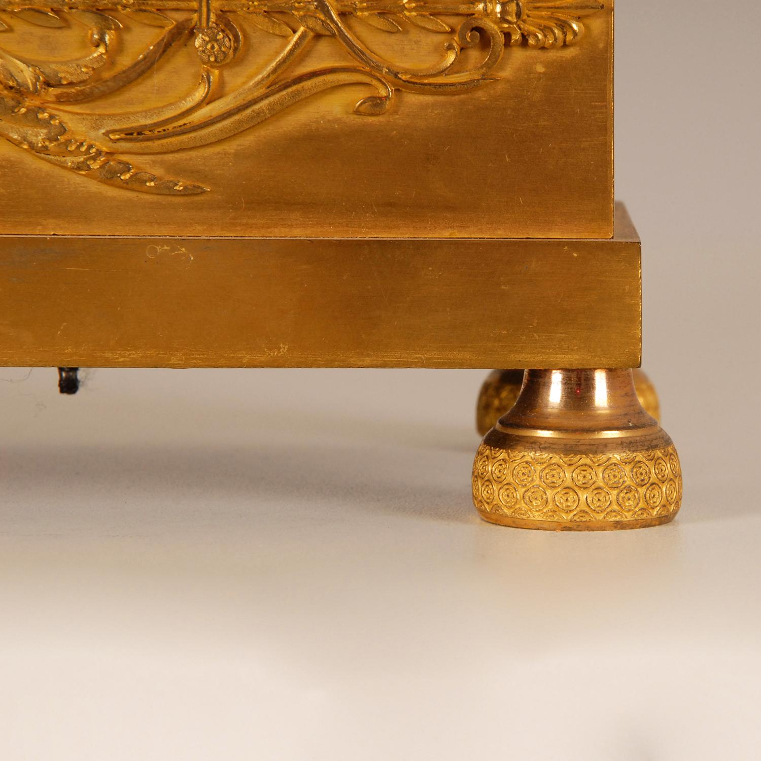 19. Jahrhundert Empire Thomire vergoldete Bronze Kaminuhr Pendel Französisch 7