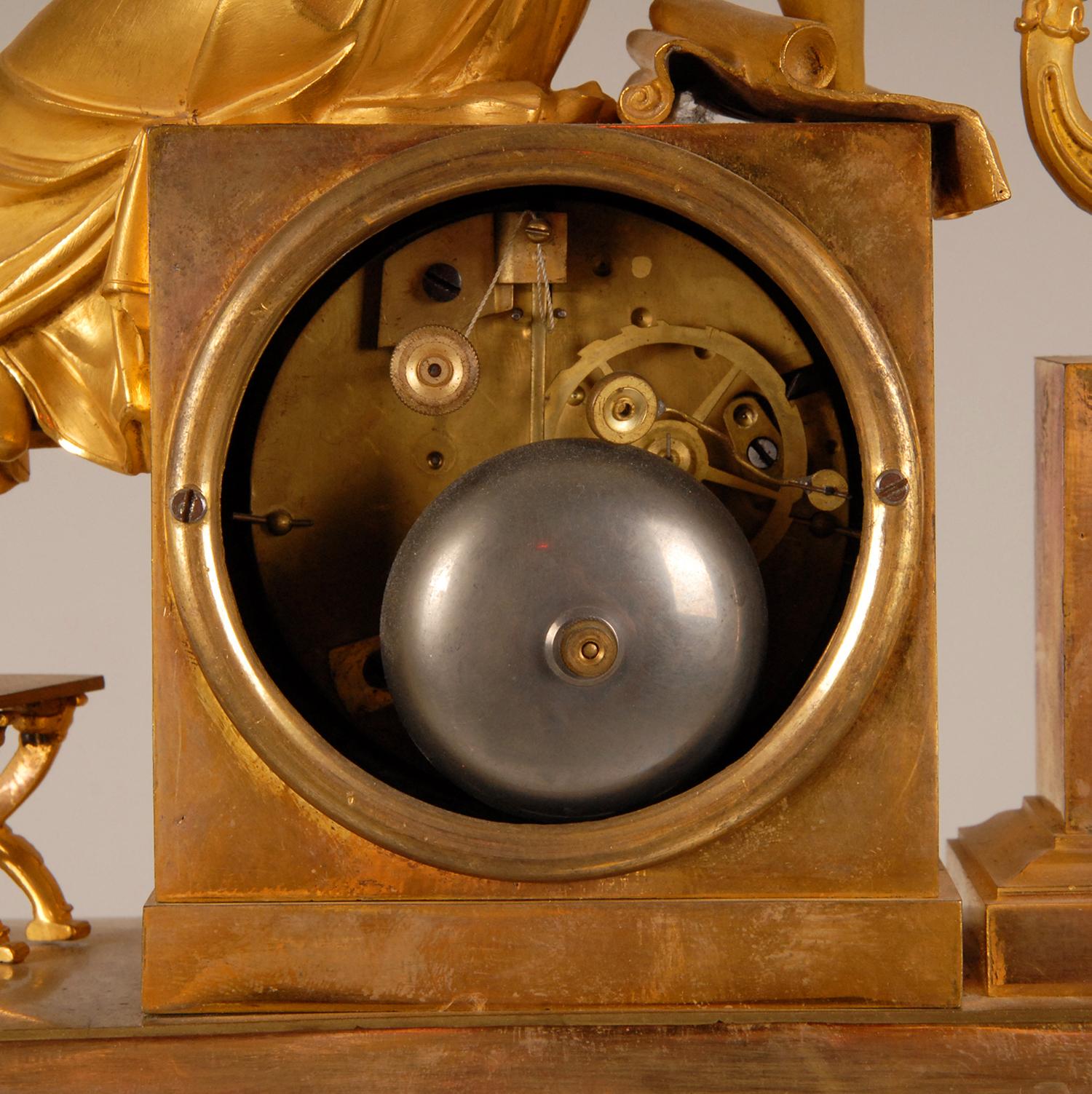 Cast 19th Century Empire Thomire Gilt Bronze Mantel Clock Pendule French