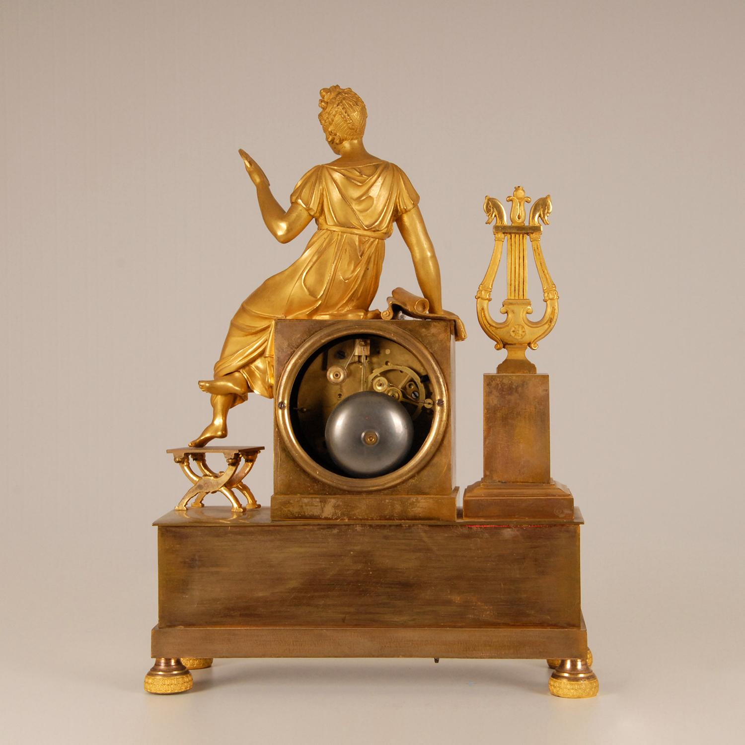 19th Century Empire Thomire Gilt Bronze Mantel Clock Pendule French In Good Condition In Wommelgem, VAN
