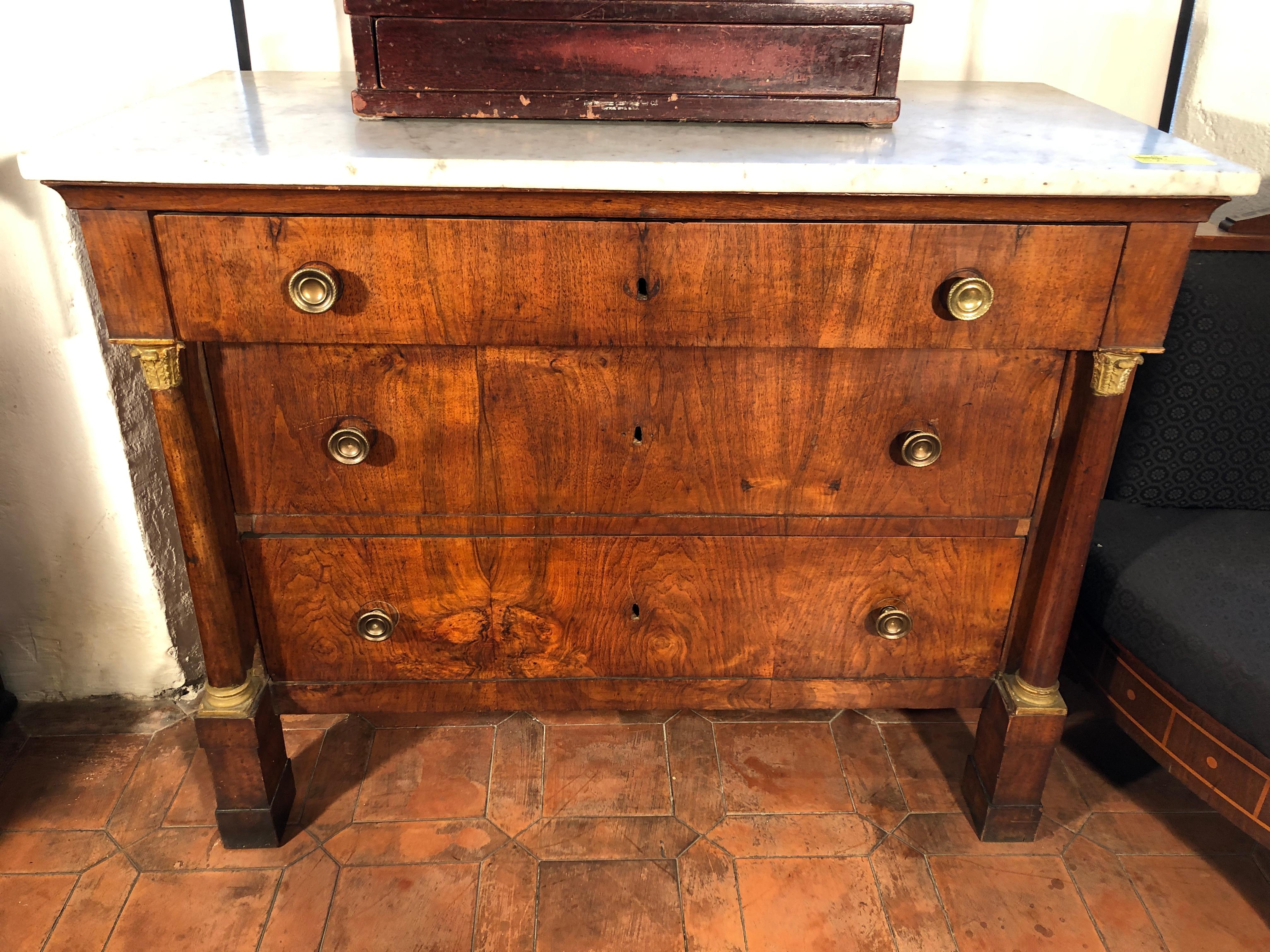 19th Century Empire Walnut Chest and Drawers Italian Lucca, 1800s 4