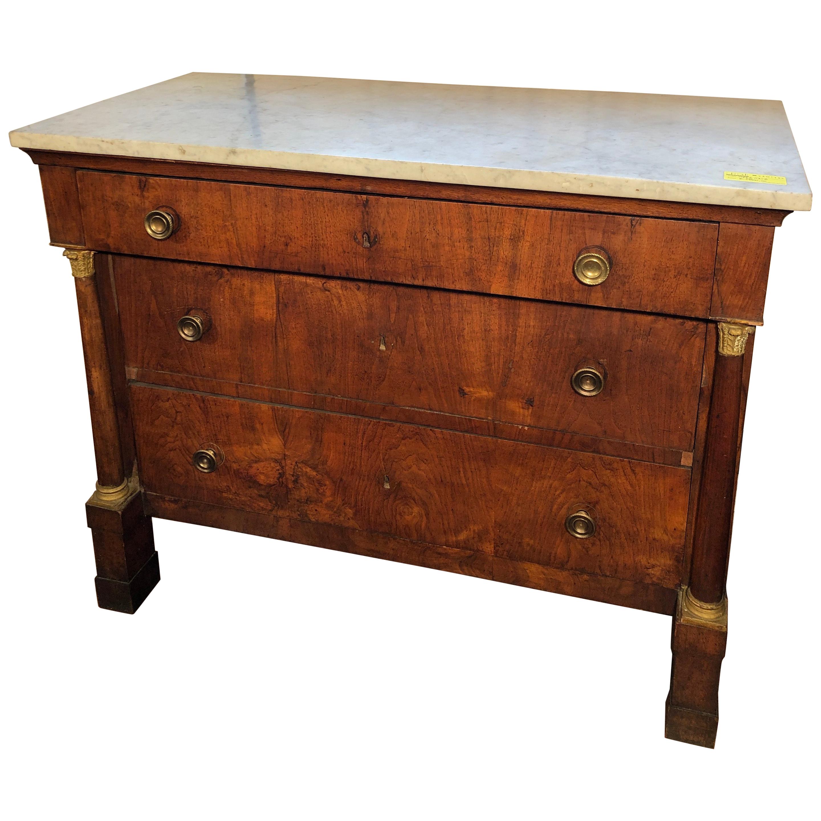 19th Century Empire Walnut Chest and Drawers Italian Lucca, 1800s