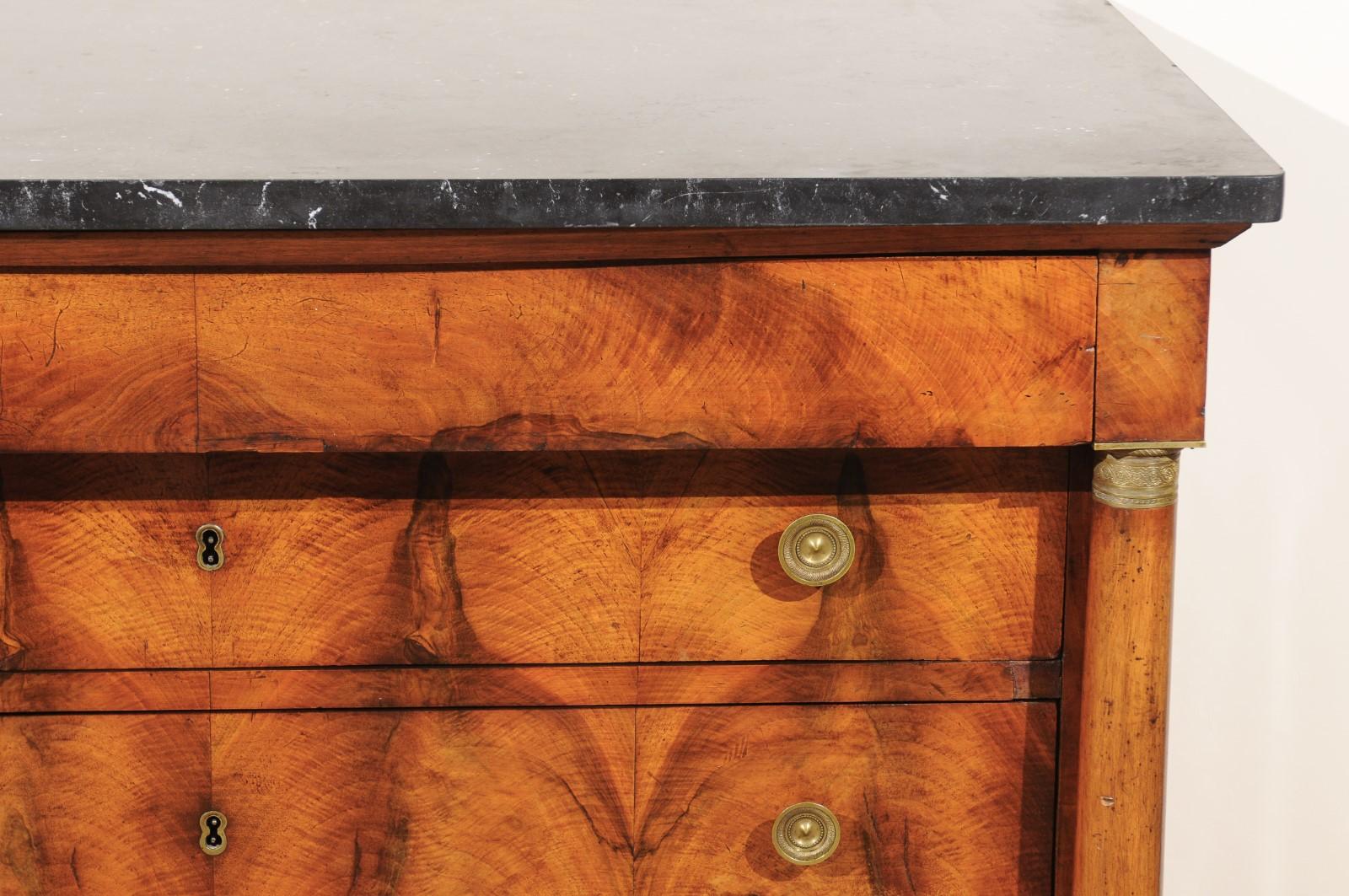 19th Century Empire Walnut Chest with Marble Top 7