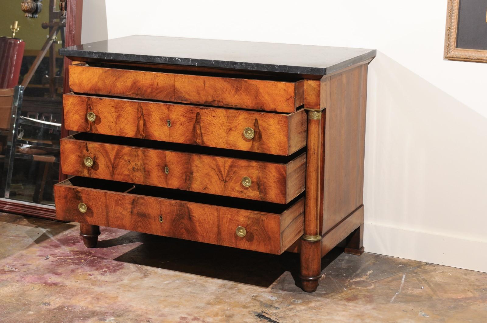 19th Century Empire Walnut Chest with Marble Top 1