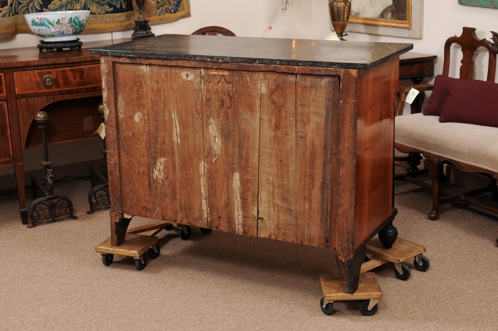 19th Century Empire Walnut Commode with Ebonized Columns & Black Marble Top 6