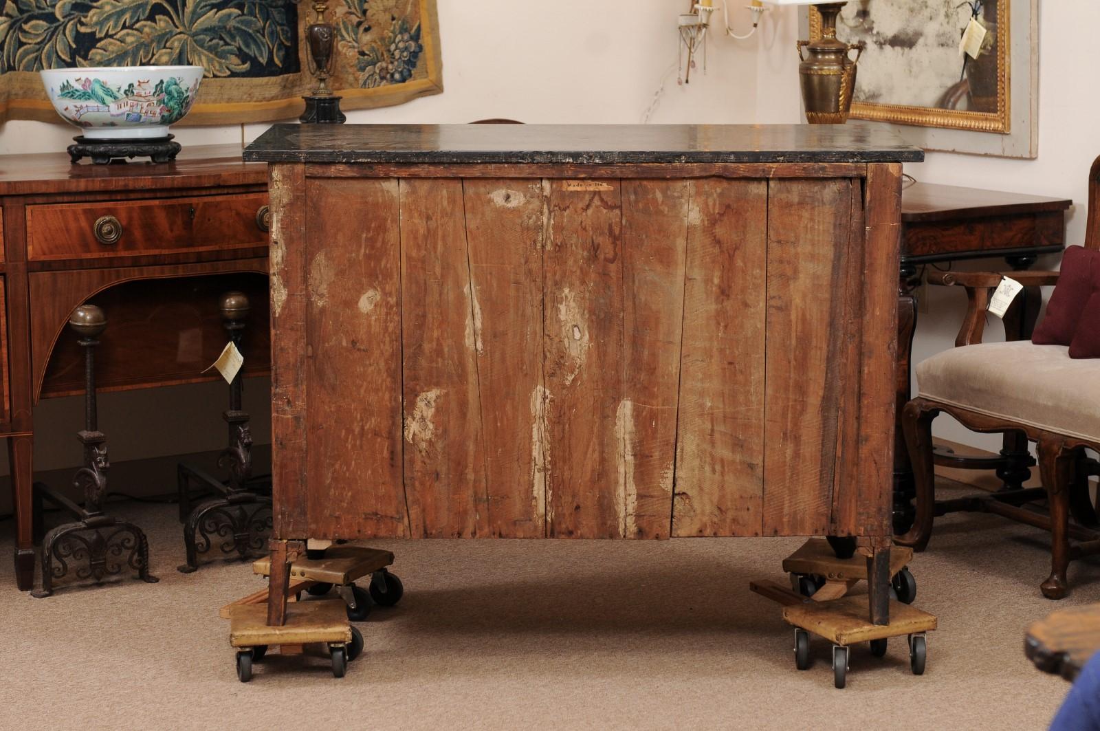 19th Century Empire Walnut Commode with Ebonized Columns & Black Marble Top 7