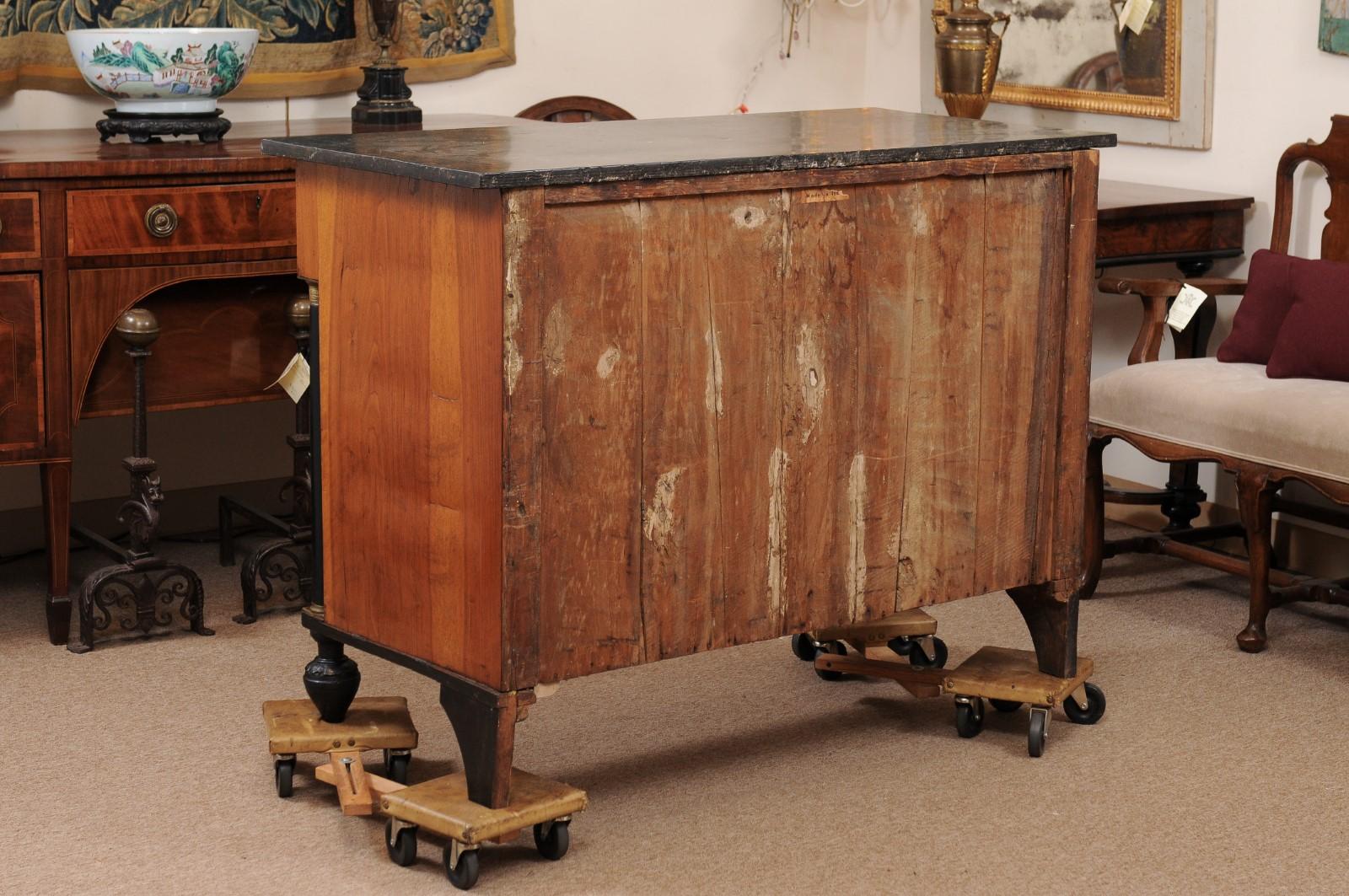 19th Century Empire Walnut Commode with Ebonized Columns & Black Marble Top 8