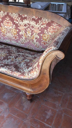 19th Century Empire Walnut Italian Sofa Paolina Dormeuse, 1800s
