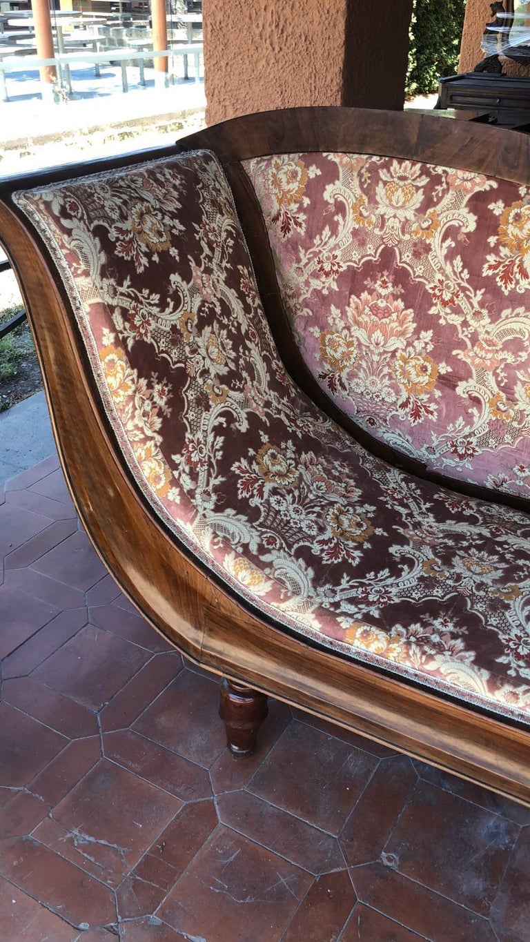 19th Century Empire Walnut Italian Sofa Paolina Dormeuse, 1800s at