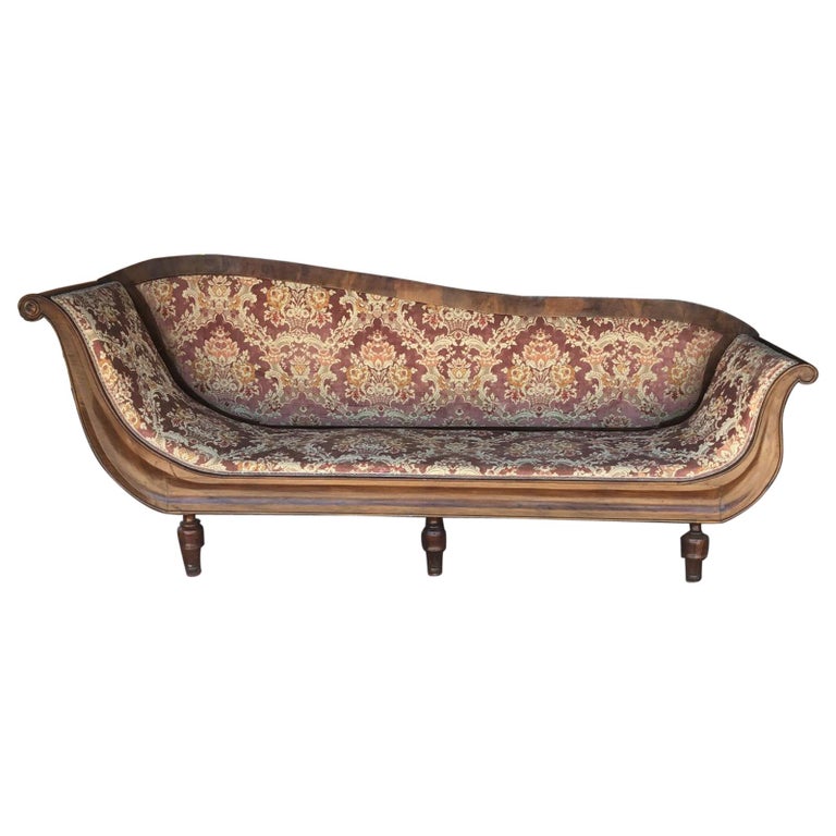 19th Century Empire Walnut Italian Sofa Paolina Dormeuse, 1800s at