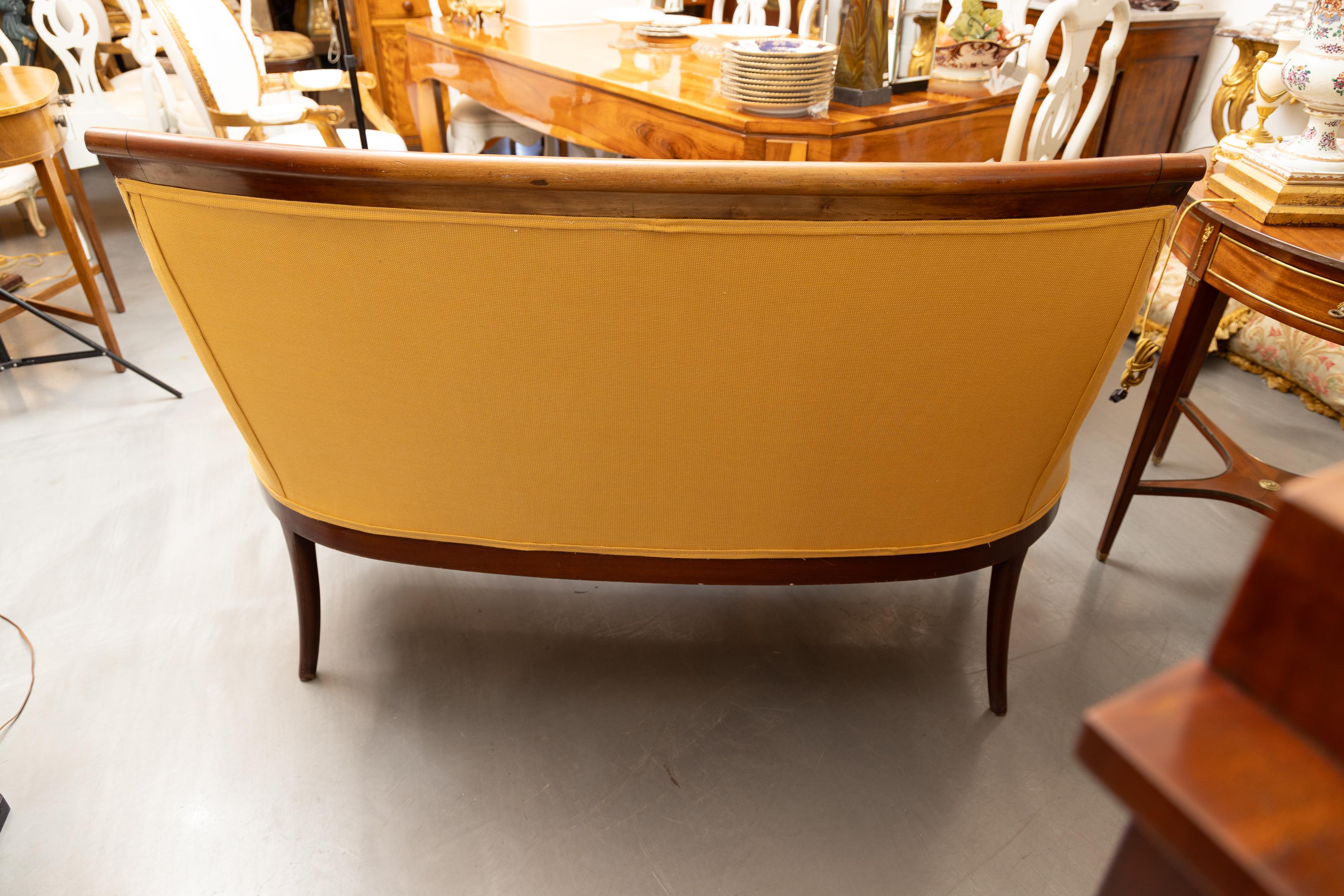 French 19th Century Empire Walnut Upholstered Settee For Sale