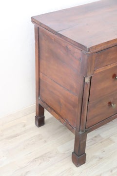 19th Century Empire Walnut Wood Commode or Chest of Drawer