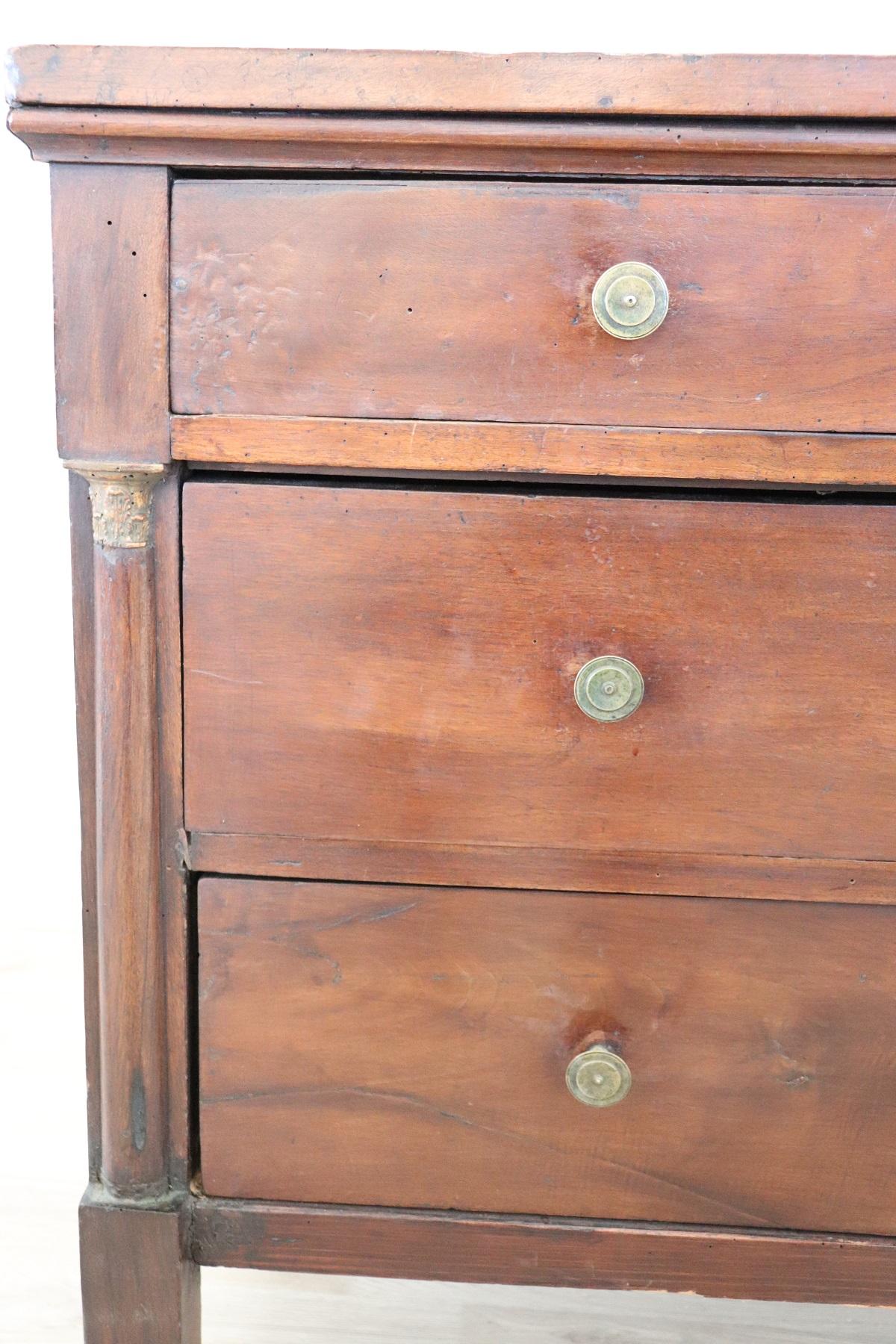 19th Century Empire Walnut Wood Commode or Chest of Drawer 2