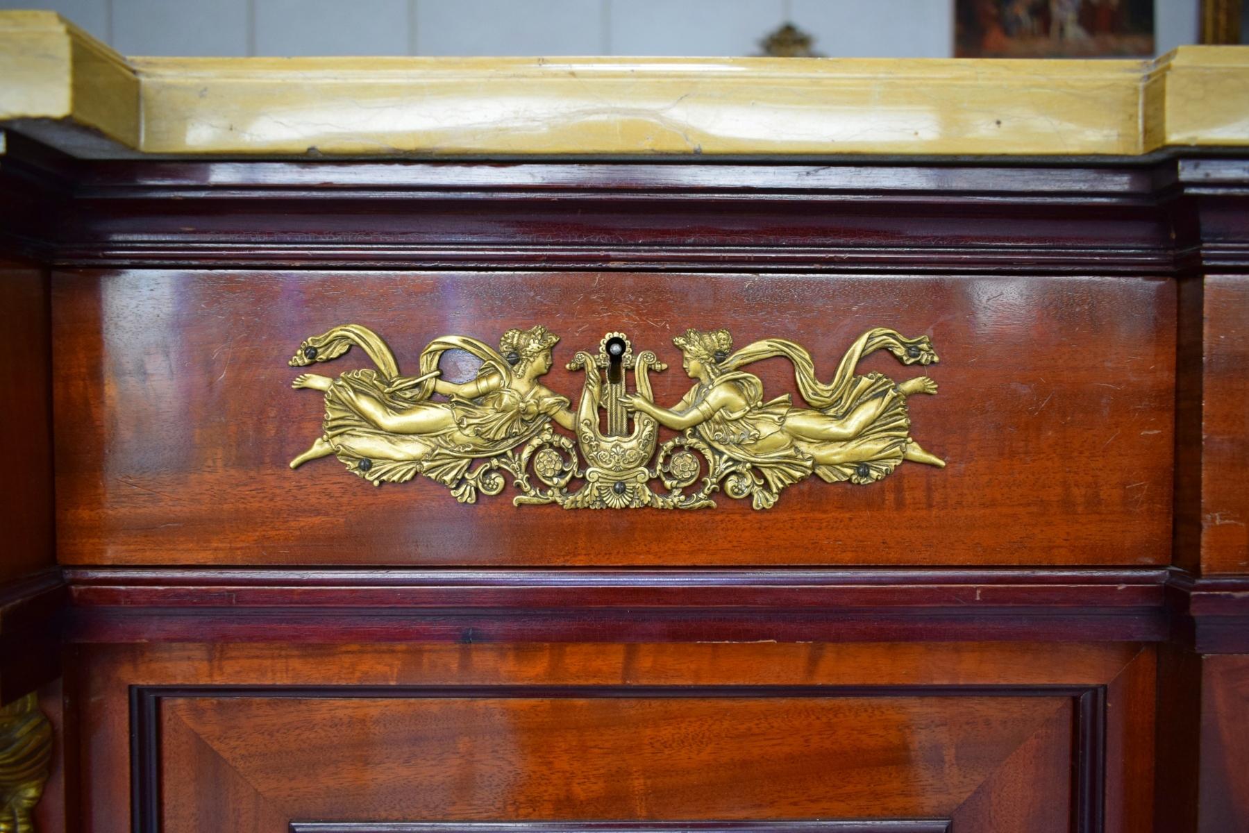 Hand-Carved 19th Century, Empire Wood Sideboard by H.F. Jansen & Zonen
