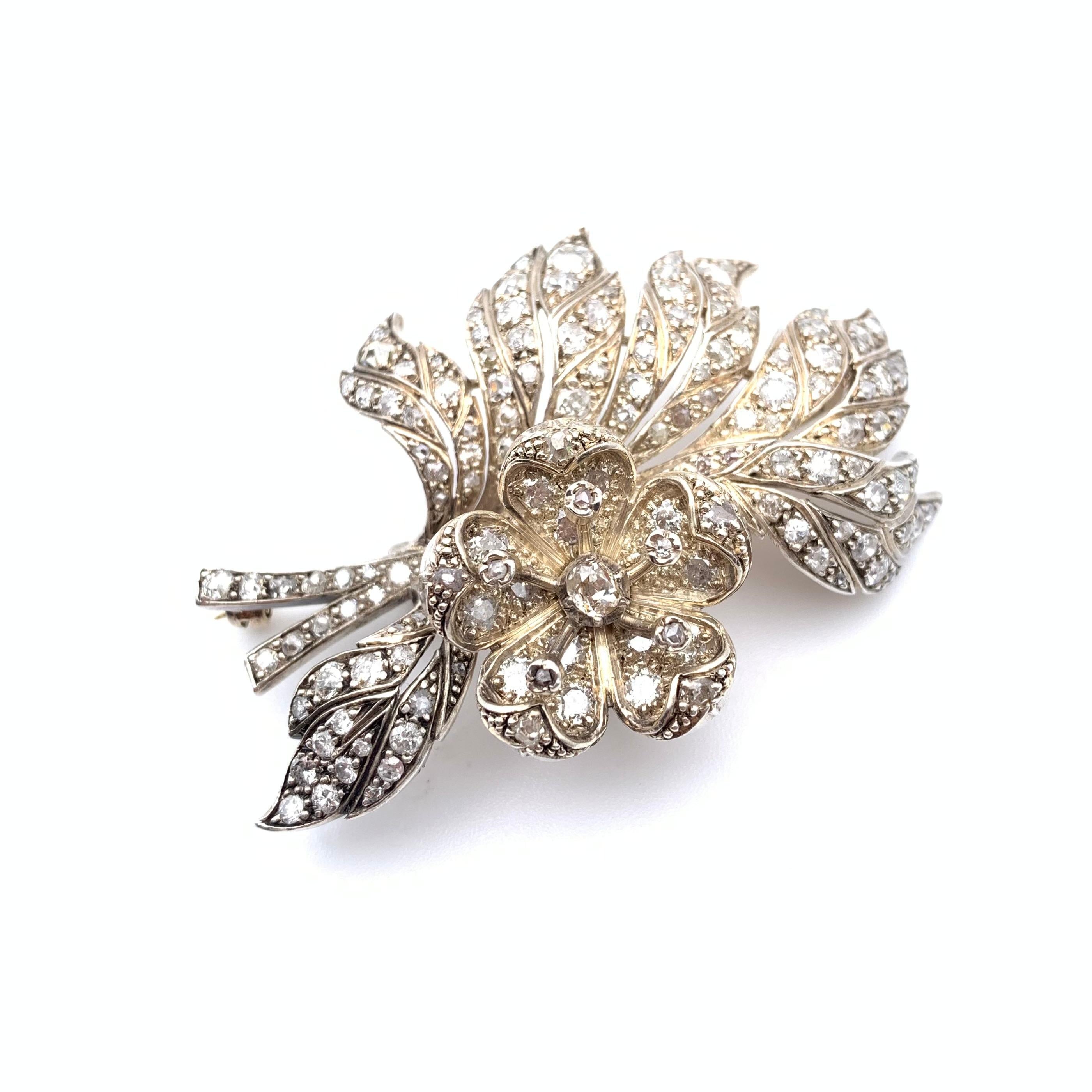 19. Jahrhundert En Tremblant Diamant-Brosche im Angebot 1