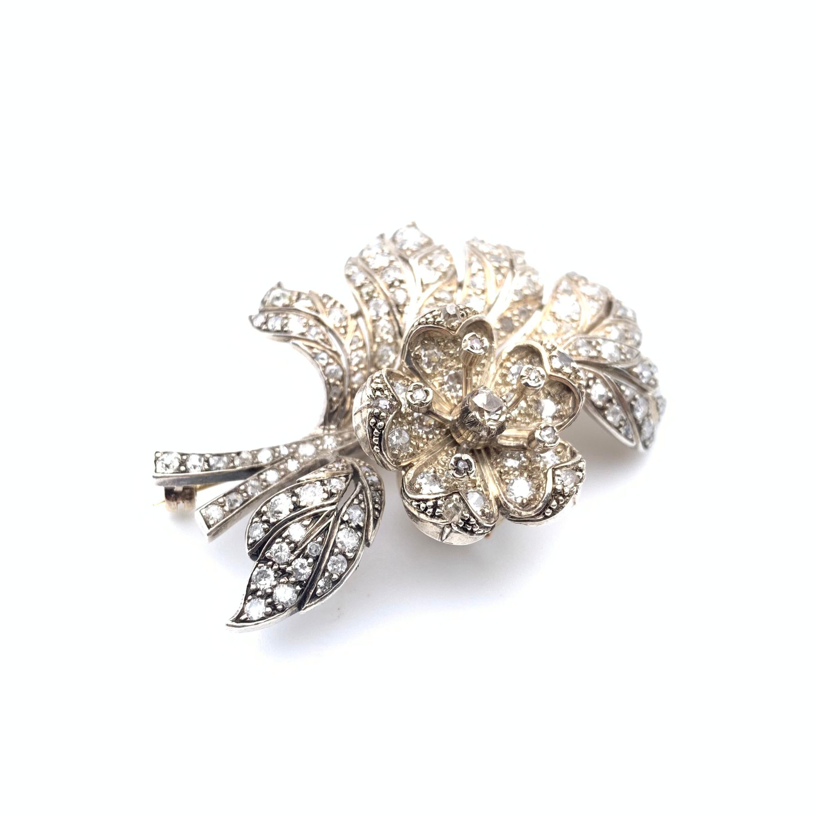 19. Jahrhundert En Tremblant Diamant-Brosche im Angebot 2