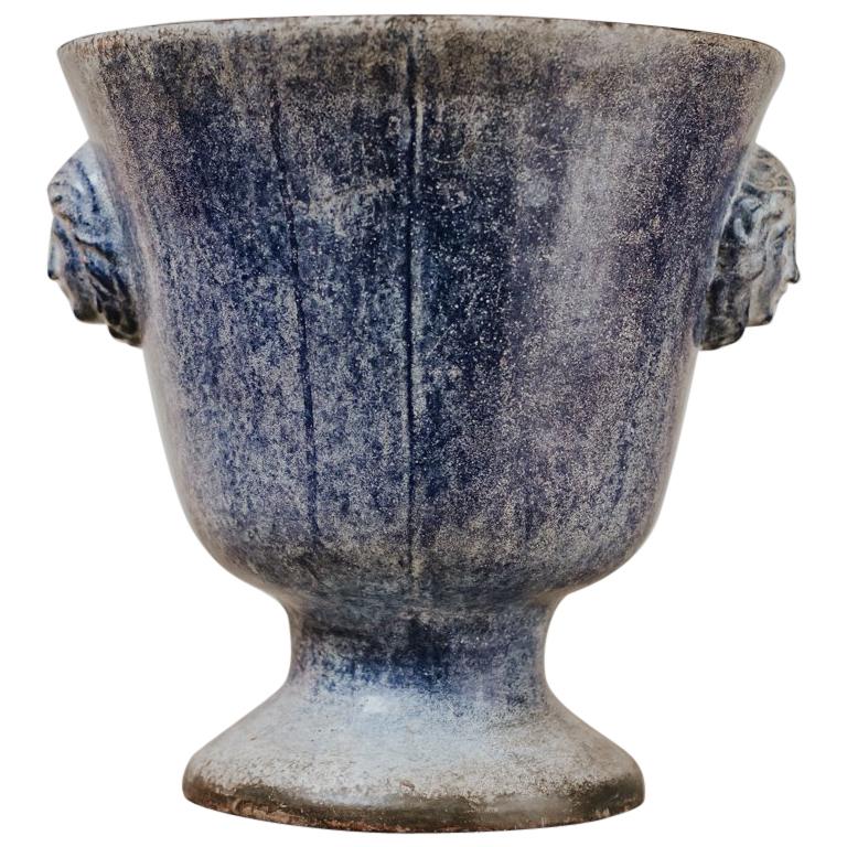 19th Century Enamel Cast Iron Vase De Rouen