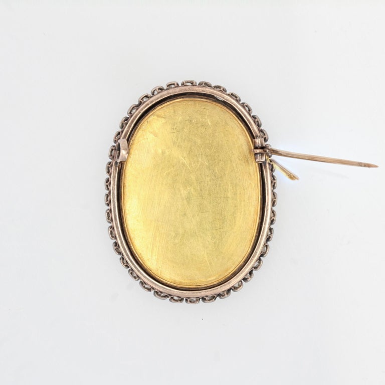 Broche Ancienne En Or 18 Carats Et Argent Sertie De Diamants - 8,8 Grammes - 19ème Siècle - Occasion