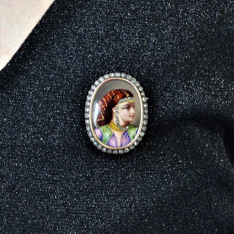 Broche Ancienne En Or 18 Carats, Argent Et Diamants - 8,8 Grammes - XIXème Siècle - Occasion