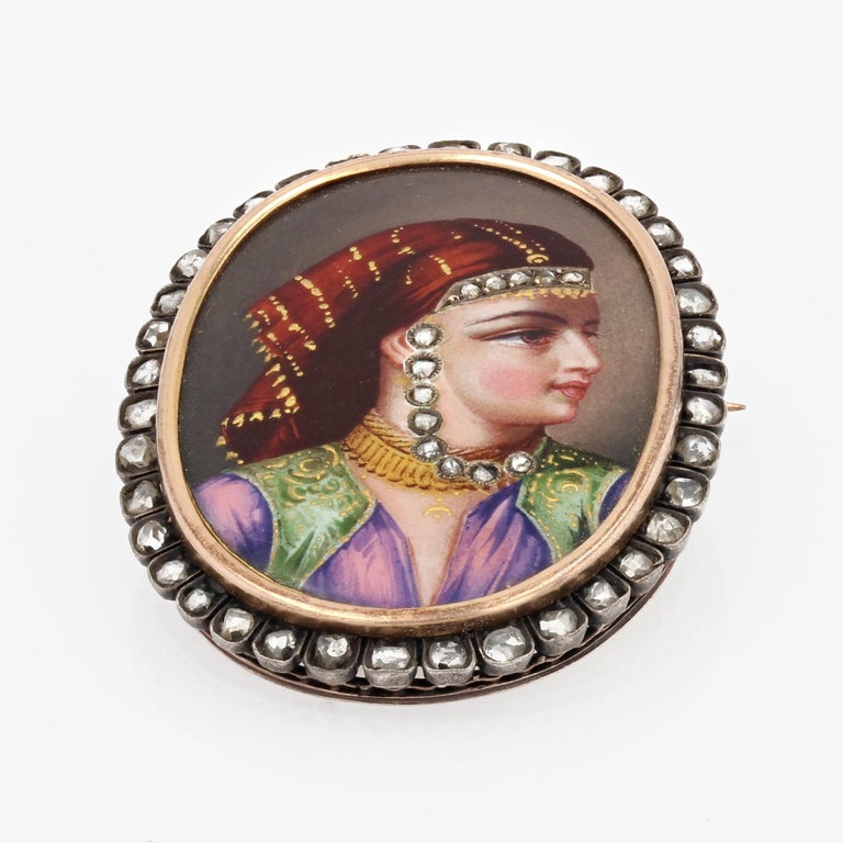 Broche Ancienne En Or 18 Carats, Argent Et Diamants - 8,8 Grammes - XIXème Siècle - Occasion
