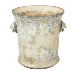 Antique 19th Century Enamel Over Cast Iron Cachepot